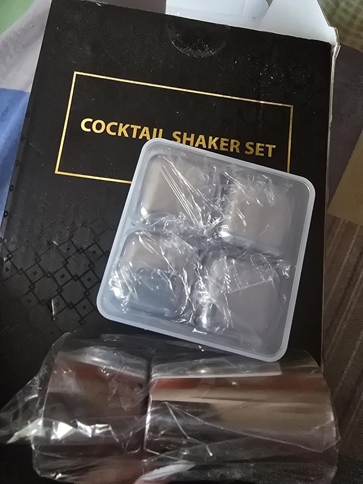 KINGROW Cocktail Shaker Set, 23 Piece Bartender Kit with Stand 25oz Silver | Bar set prevent rust, no leaks, dishwasher safe, 4 whiskey stones, for home bar party gift, recipe book for beginners customer photo 2