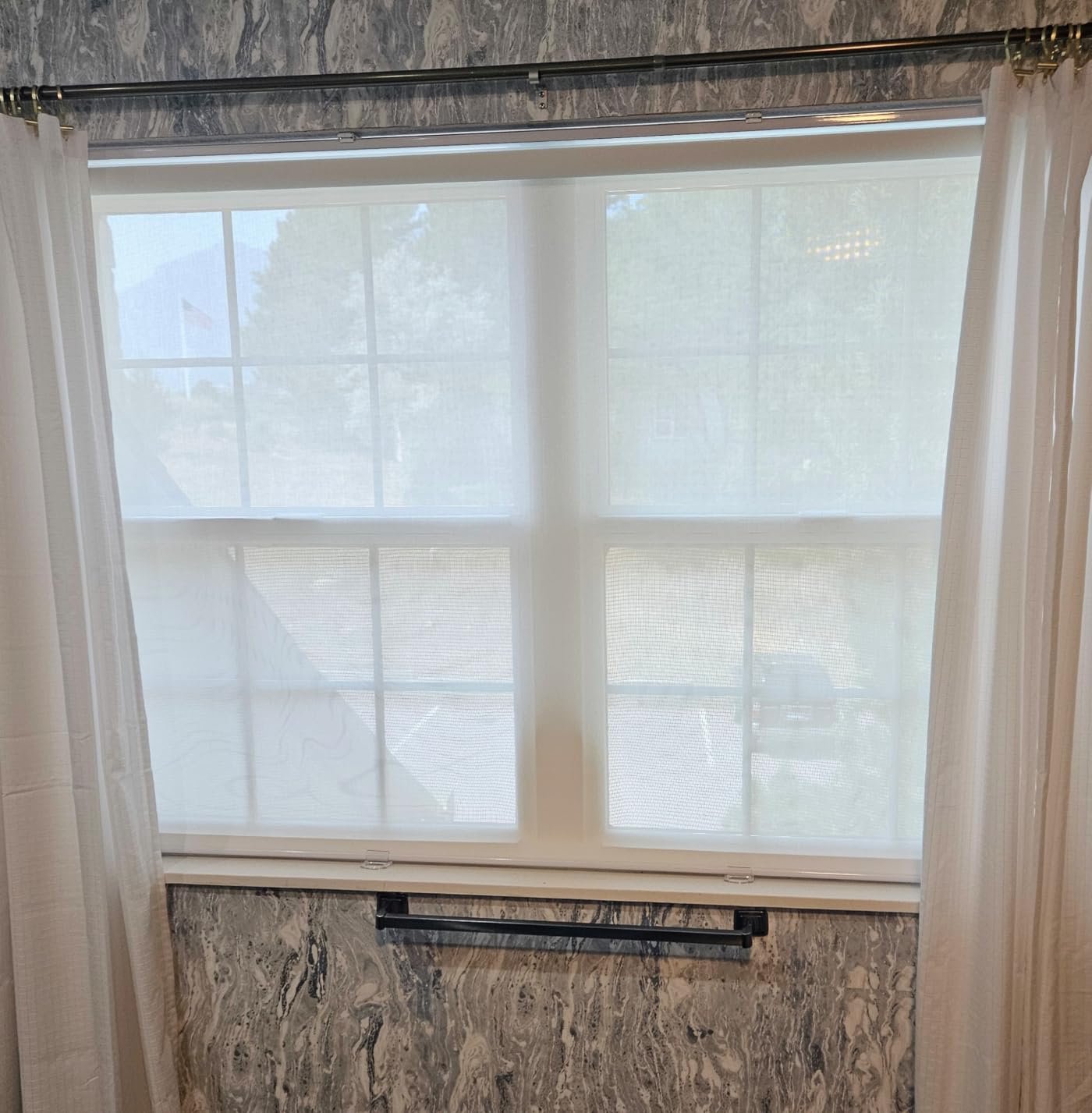 AOSKY Cordless Roller Shades for Windows Light Filtering Shades with 5% Openness Solar Screen Semi Sheer Roller Blinds UV Protection for Office and Home. Easy to Install 34
