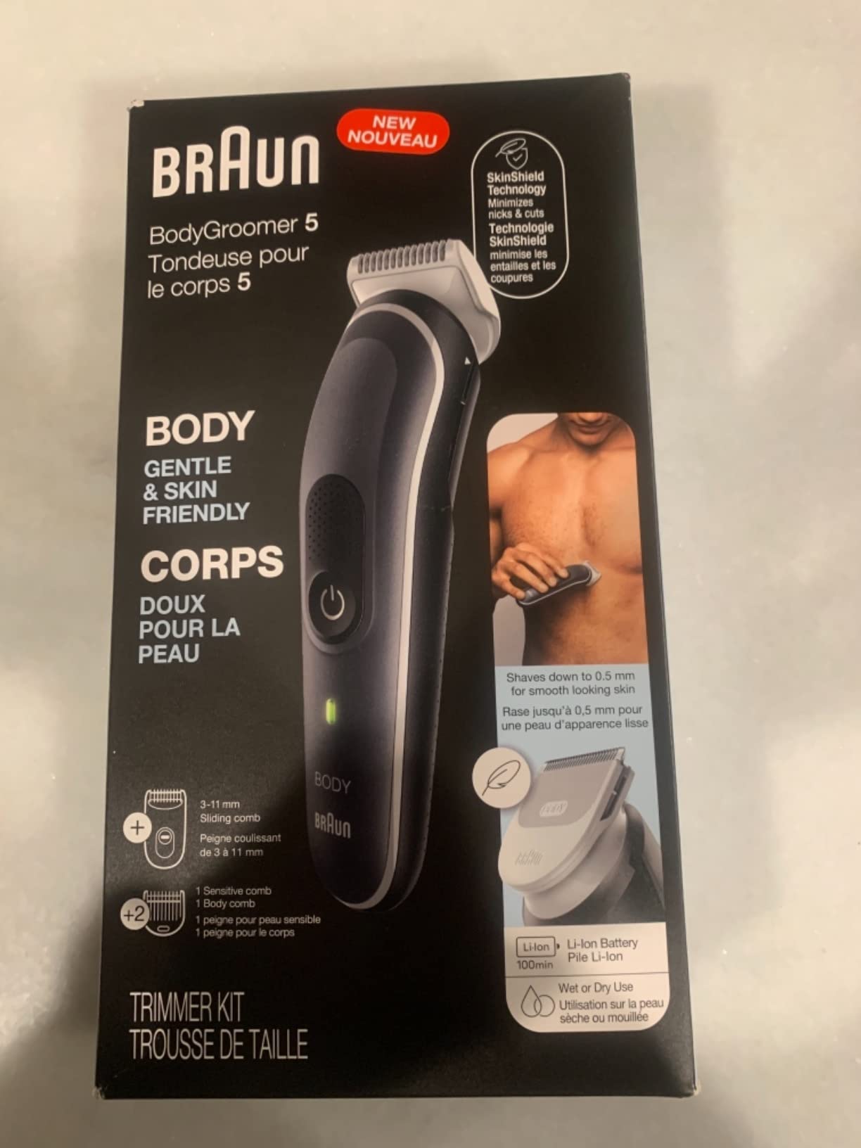 Braun Body Groomer 5 for Men, BG5340, Manscaping Tool, SkinShield Technology, Sensitive Comb, Lifetime Sharp Metal Blade, Body Groomer for Men, Gray/White customer photo 1
