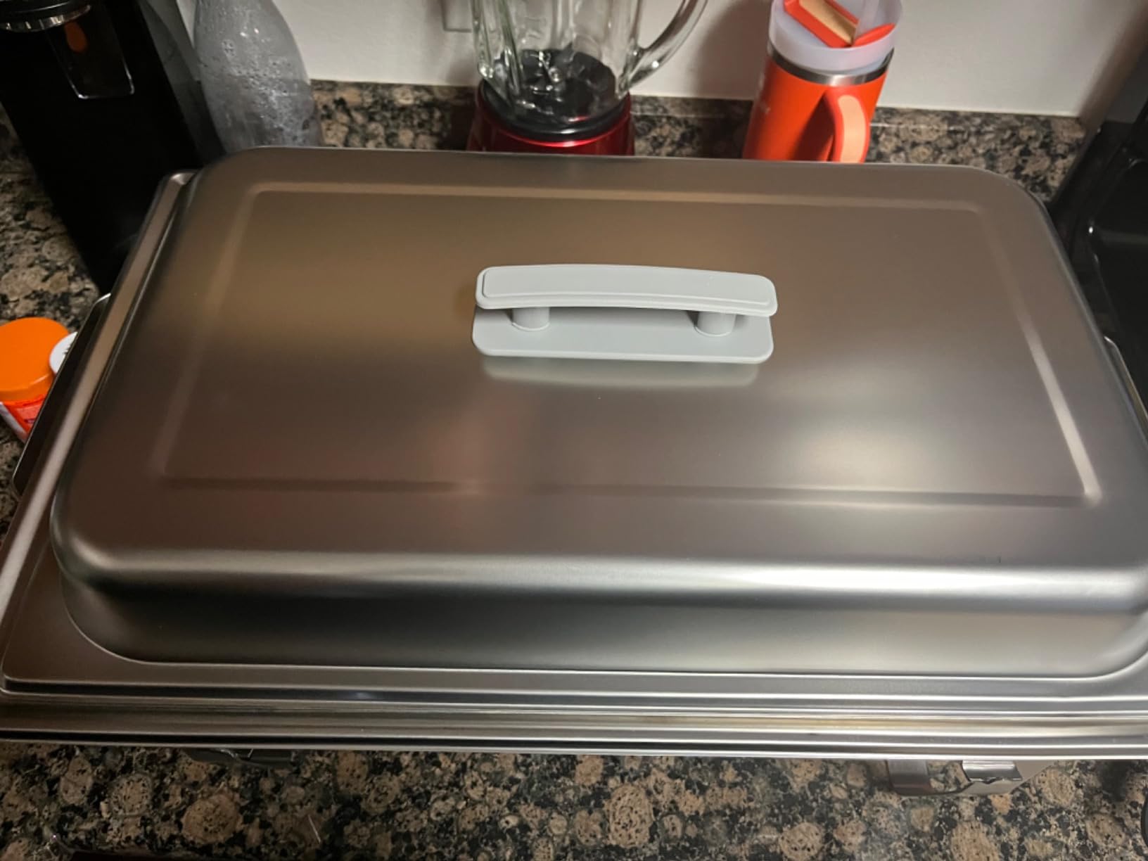 Alpha Living 4 Pack Chafing Dish Full Set - Stainless Steel Catering Chafer with Lids, Pans & Fuel Holders - Buffet Food Warmers for Parties, Events & Weddings - Alpine Gray Handles customer photo 1