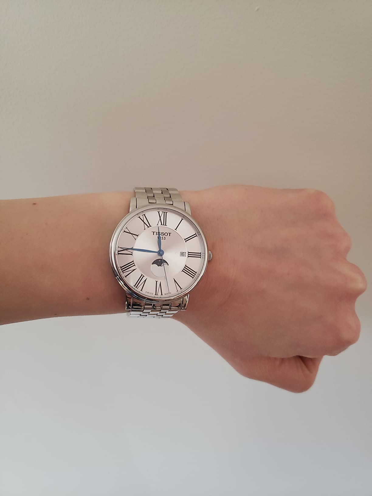 Tissot Mens Carson Premium Gent Moonphase 316L Stainless Steel case Swiss Quartz Watch, Grey, Stainless Steel, 20 (T1224231103300) customer photo 1