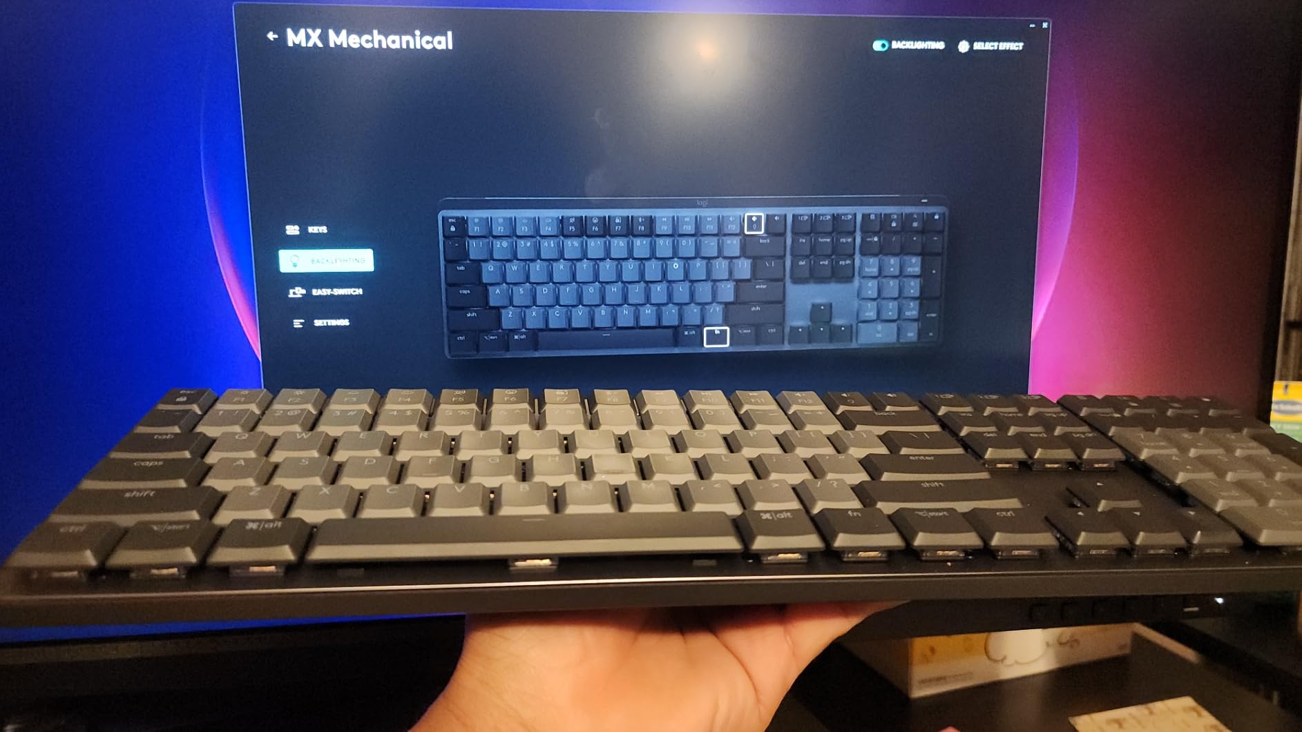 Logitech MX Mechanical Wireless Illuminated Performance Keyboard Clickly | Low-profile full-size, 3 device Bluetooth pairing, Smart backlight auto-adjusts, USB-C rechargeable, Up to 15 day battery customer photo 2