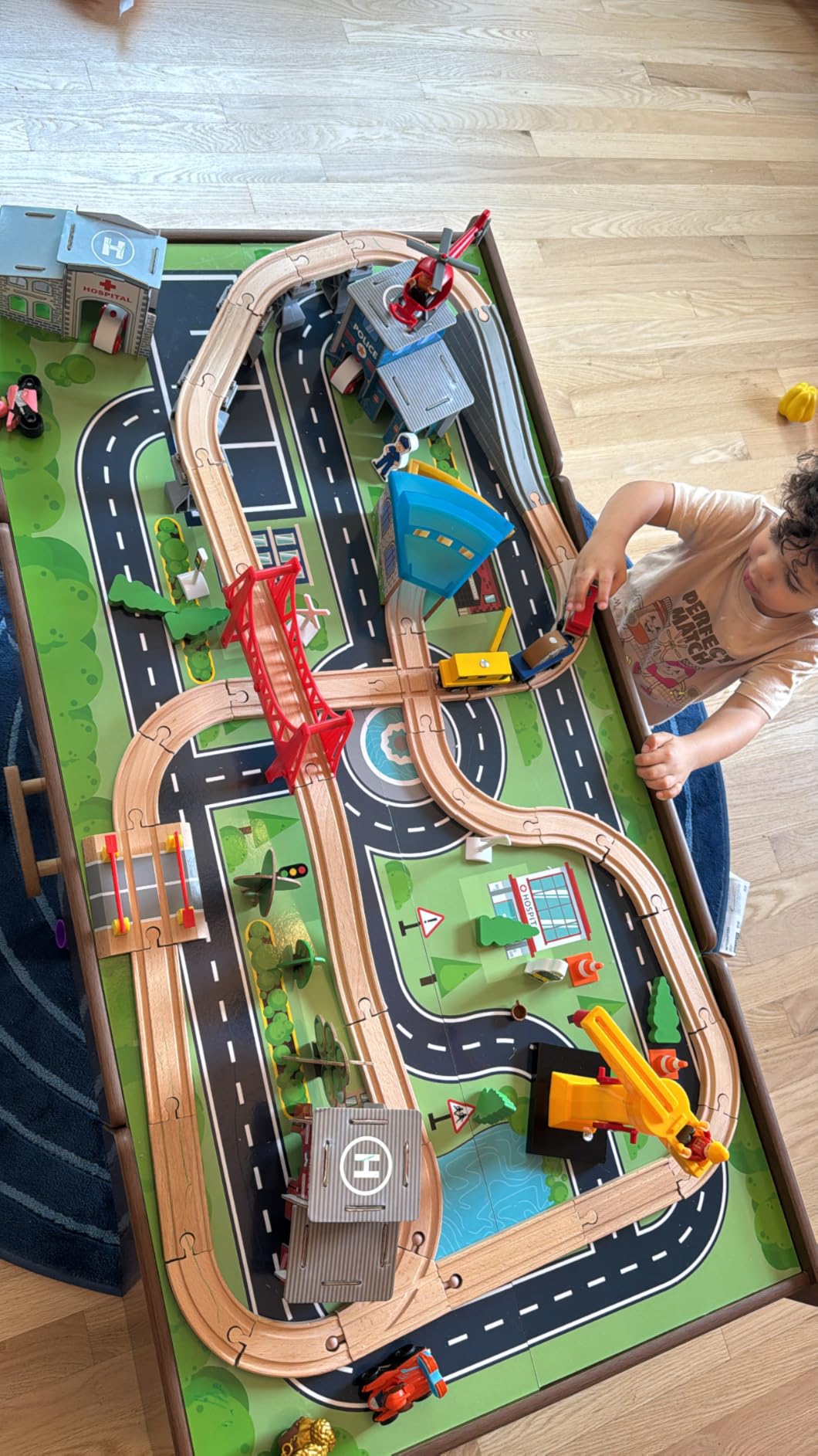 Best Choice Products 50 Inch Wooden Train Table Set for Toddlers, 70-Piece Kids Train Table with Storage Drawer, Reversible Tabletop, Train Tracks & Accessories for Boys & Girls - Natural customer photo 2