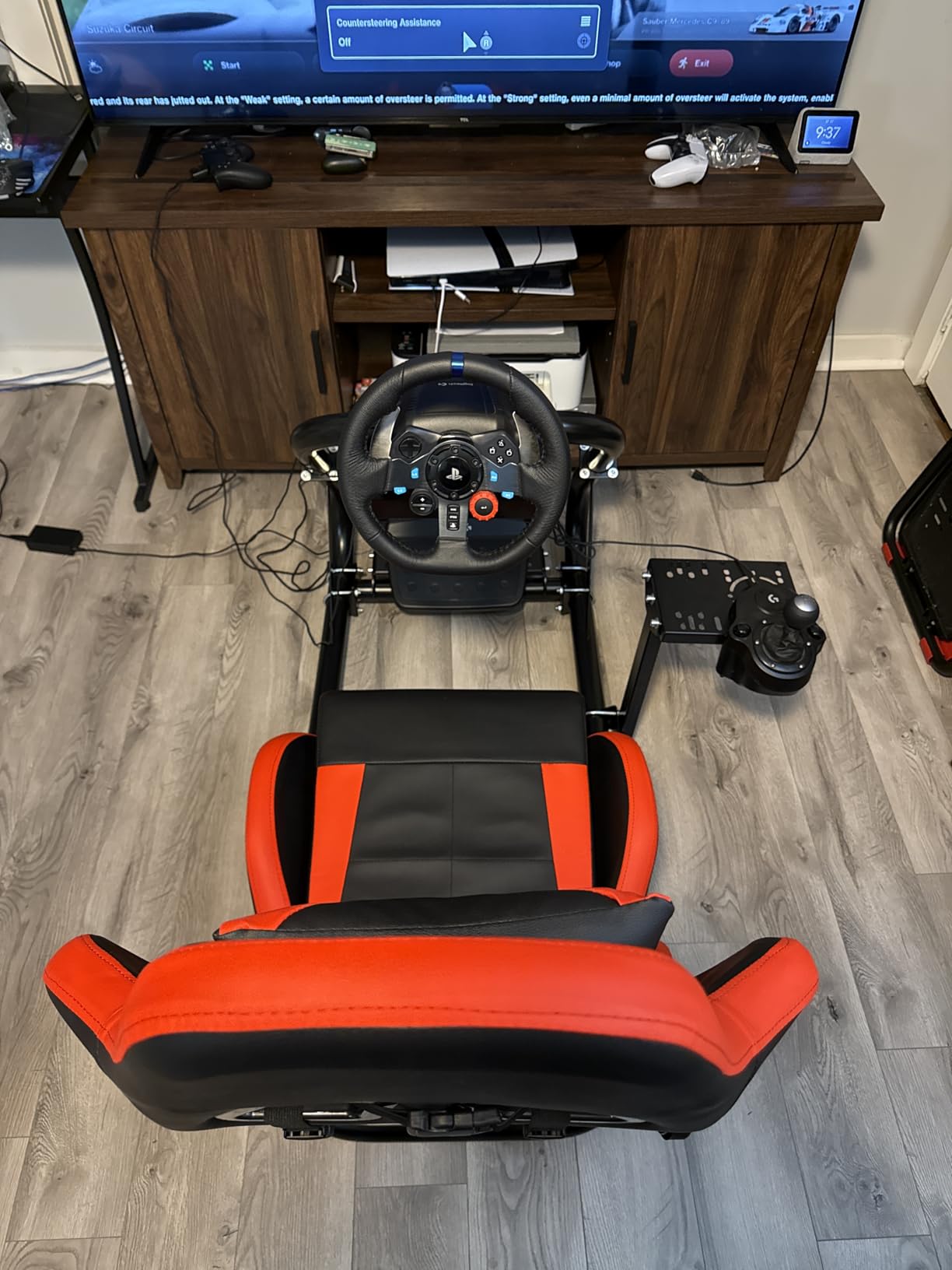 Marada Racing Simulator Cockpit with Red Seat Fit for 12Nm Direct Drive | Fit for Logitech/Thrustmaster/Moza/Fanatec, 50mm Large Round Tube Professional Sim Rig, Wheel Pedal Handbrake not Included customer photo 1