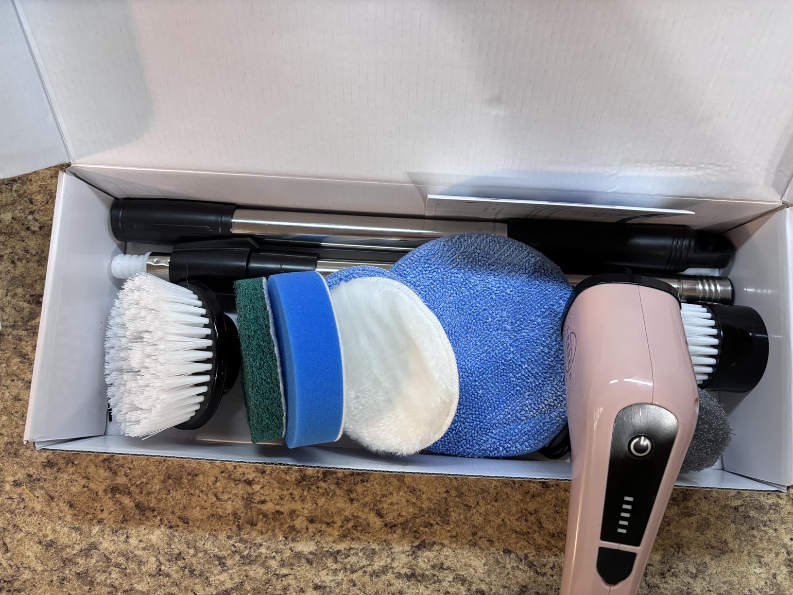 Leebein Electric Spin Scrubber, Cordless Cleaning Brush with 8 Replaceable Brush Heads, Tub and Floor Tile 360 Power Scrubber Dual Speed with Adjustable & Detachable Handle for Bathroom Kitchen Car customer photo 2