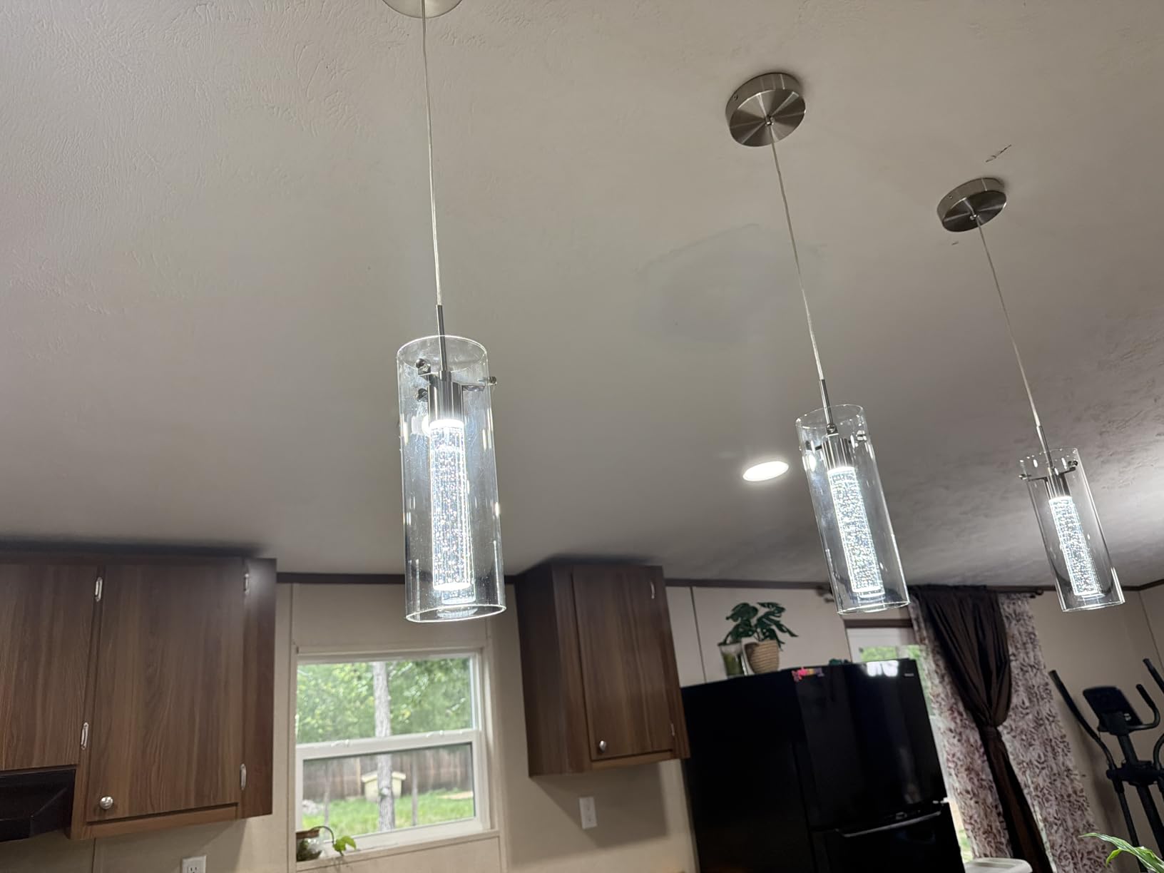 Pendant Ceiling Light Fixture, LED Kitchen Lighting Crystal Pendant Lights Kitchen Island, 1-Light Integrated Kitchen Hanging Light Fixture Modern Island Light with Bubble Glass Three Pack customer photo 1