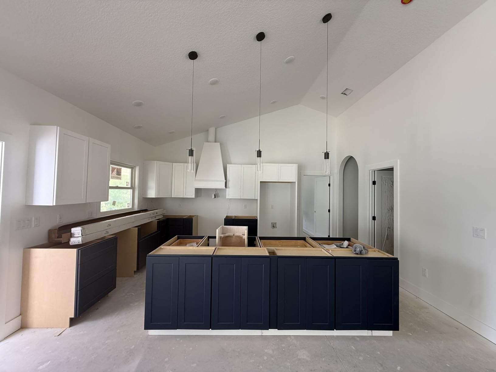 Pendant Ceiling Light Fixture, LED Kitchen Lighting Crystal Pendant Lights Kitchen Island, 1-Light Integrated Kitchen Hanging Light Fixture Modern Island Light with Bubble Glass Three Pack customer photo 2