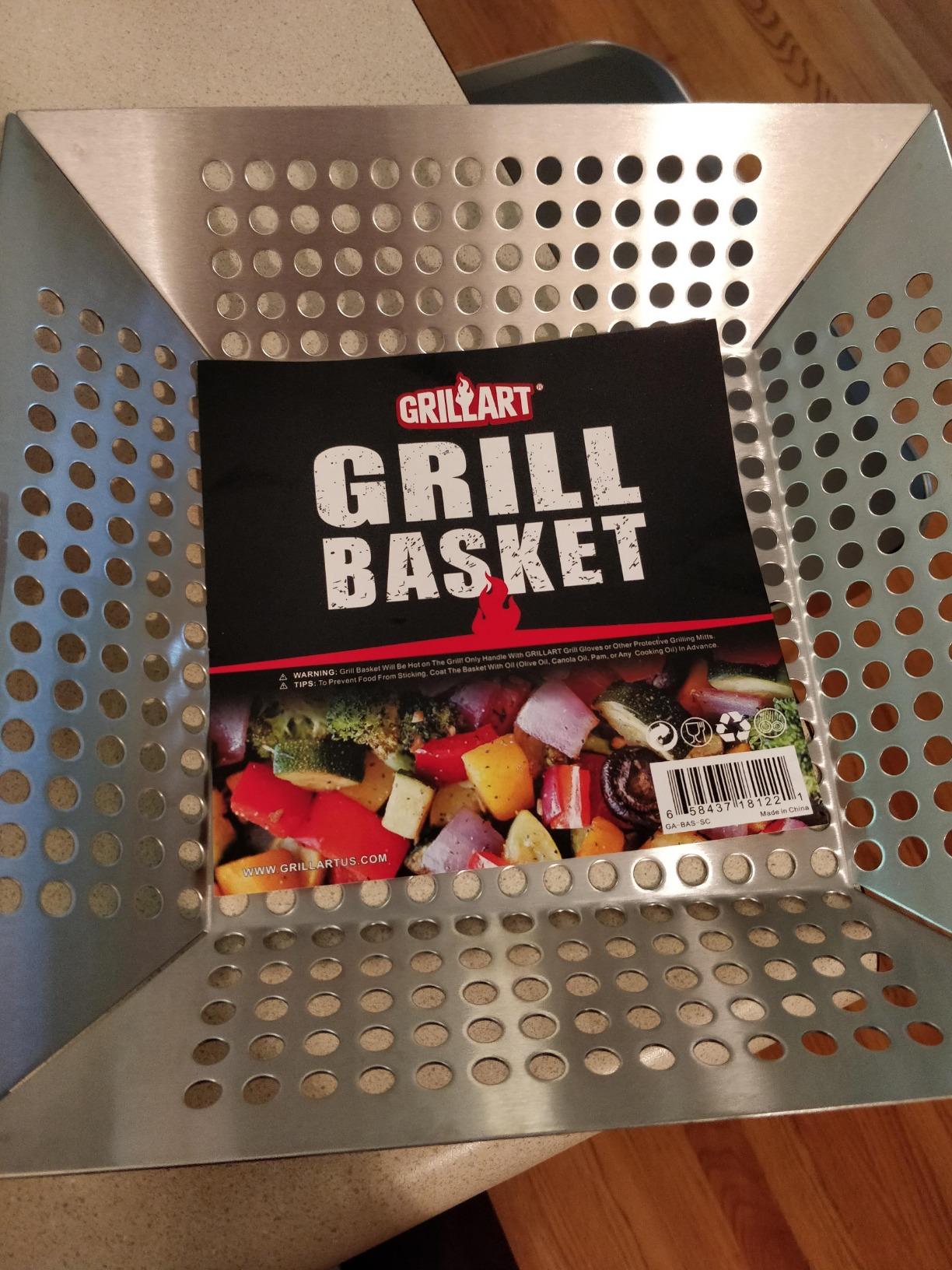 GRILLART Grill Basket Heavy Duty -Large Grill Baskets for Outdoor Grill Vegetables -Stainless Steel Veggie Grilling Basket/Pan - Lasting Grill Vegetable Basket BBQ Grill Accessories, Gifts for Dad Men customer photo 1