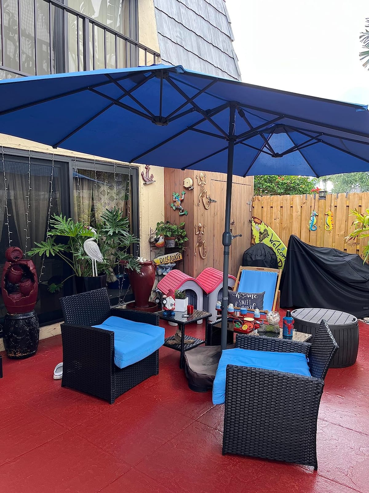 Tangkula 15Ft Double-Sided Patio Umbrella, Outdoor Extra Large Umbrella W/Hand-Crank System & Air Vents, Market Twin Umbrella W/ 12-Rib Sturdy Metal Frame for Poolside, Garden Backyard (Beige) customer photo 1