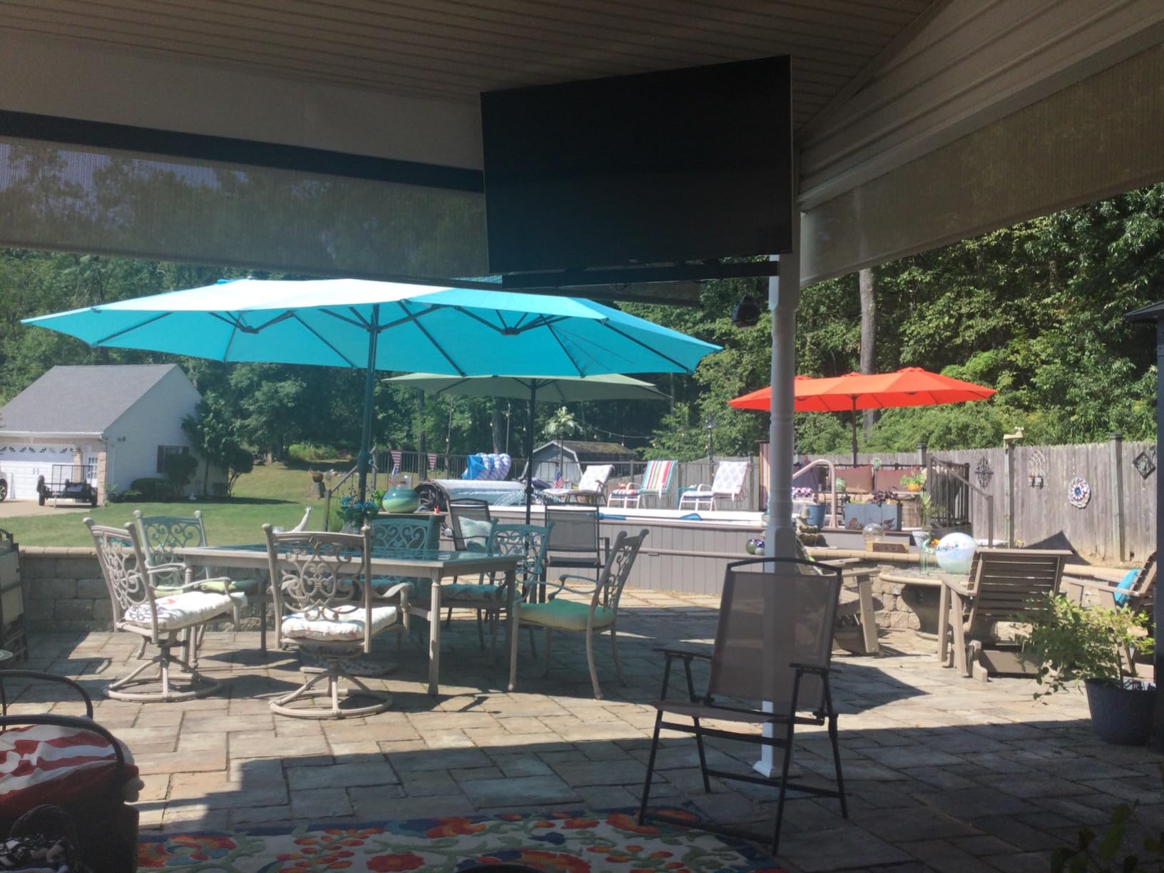 Tangkula 15Ft Double-Sided Patio Umbrella, Outdoor Extra Large Umbrella W/Hand-Crank System & Air Vents, Market Twin Umbrella W/ 12-Rib Sturdy Metal Frame for Poolside, Garden Backyard (Beige) customer photo 2