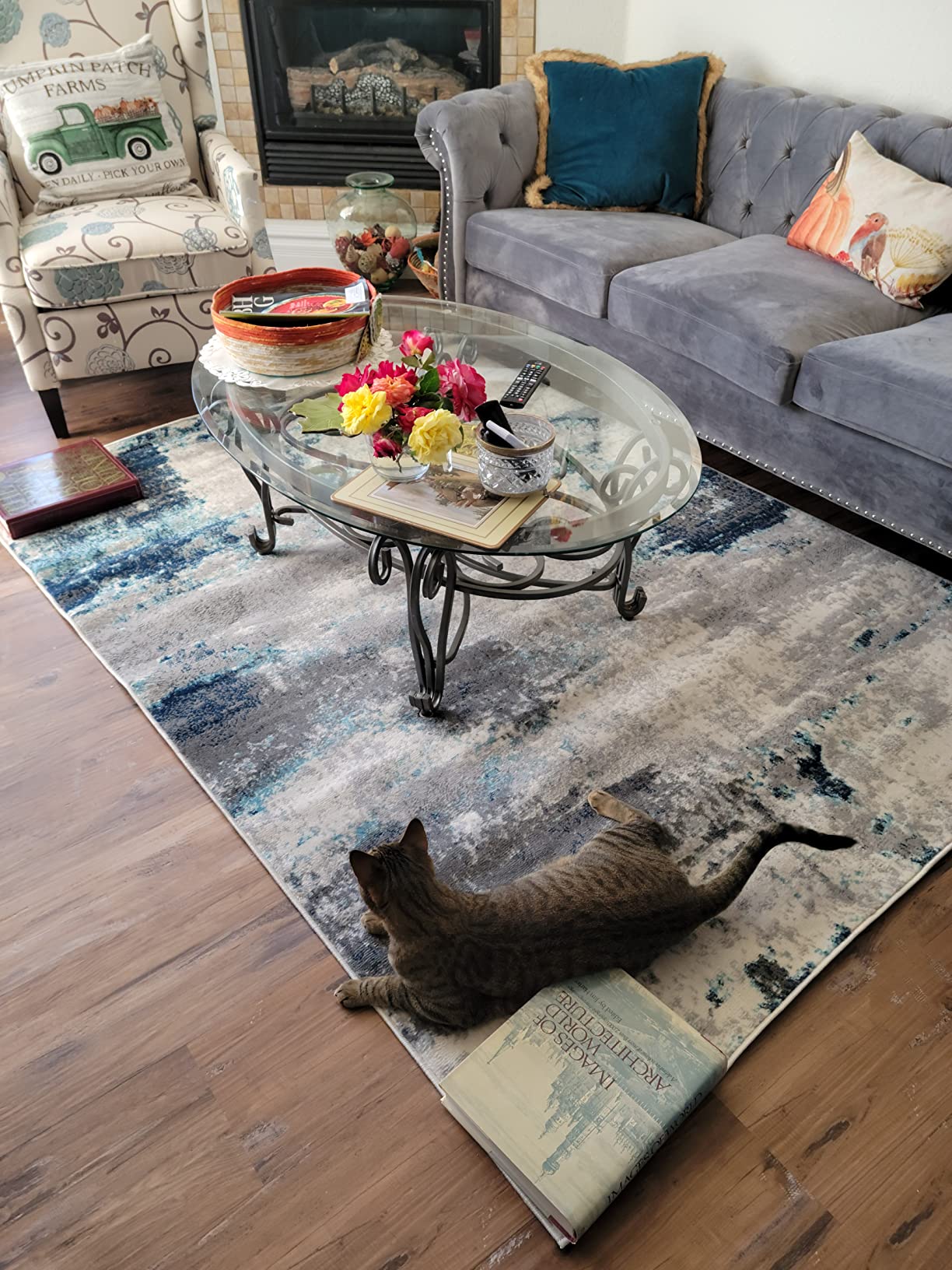 Chesterfield Sofa, Modern Tufted Velvet Couch 3 Seater with Scroll Arms and Nailhead for Living Room, Bedroom, Office, Apartment (Grey) customer photo 1