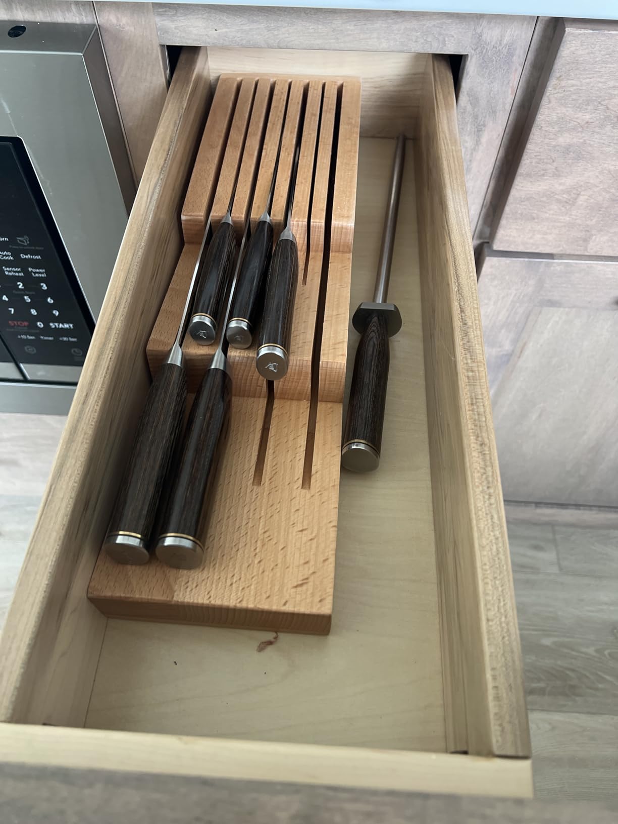 Shun Drawer Knife Tray | 7-Slot Wooden Knife Holder, Genuine Beechwood, Kitchen Storage customer photo 1