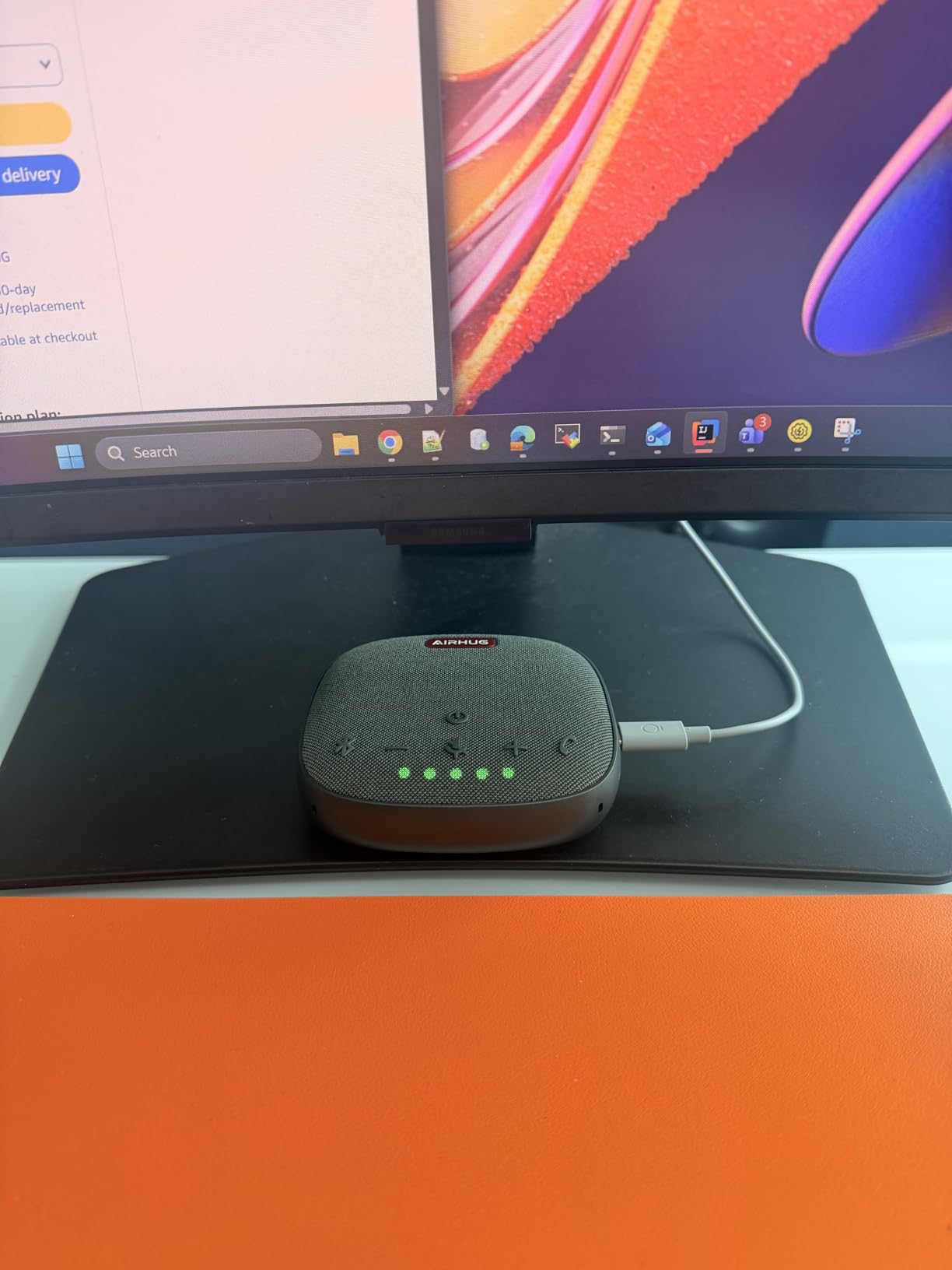 AIRHUG Conference Speaker and Microphone, Bluetooth Speakerphone with 360° Voice Pickup, Advanced Noise Reduction, USB-C Plug & Play, Compatible with Zoom and MS Team customer photo 2