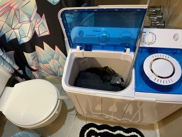Auertech Portable Washing Machine, 28lbs Twin Tub Washer Mini Compact Laundry Machine with Drain Pump, Semi-automatic 18lbs Washer 10lbs Spinner Combo for Dorms, Apartments, RVs customer photo 1