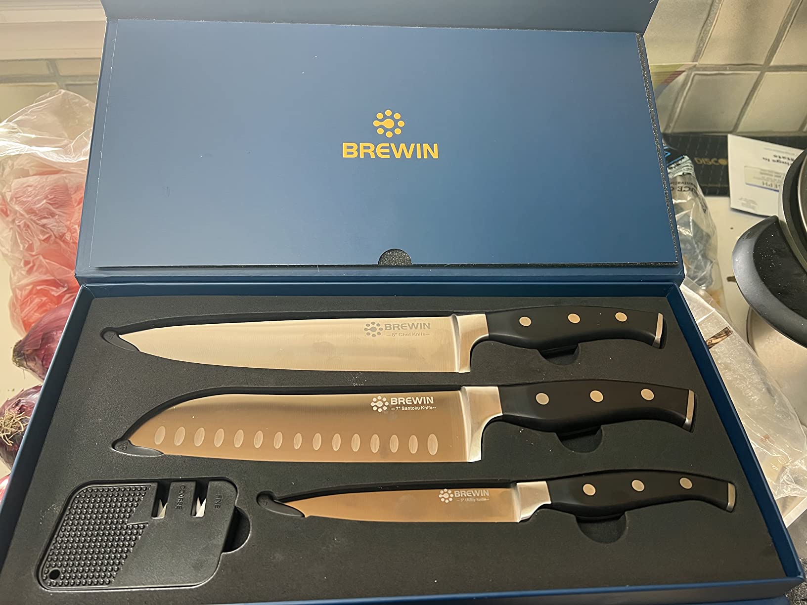 Brewin Professional Kitchen Knives, 3PC Chef Knife Set Sharp Knives for Kitchen High Carbon Stainless Steel, Japanese Cooking Knife with Gift Box customer photo 2
