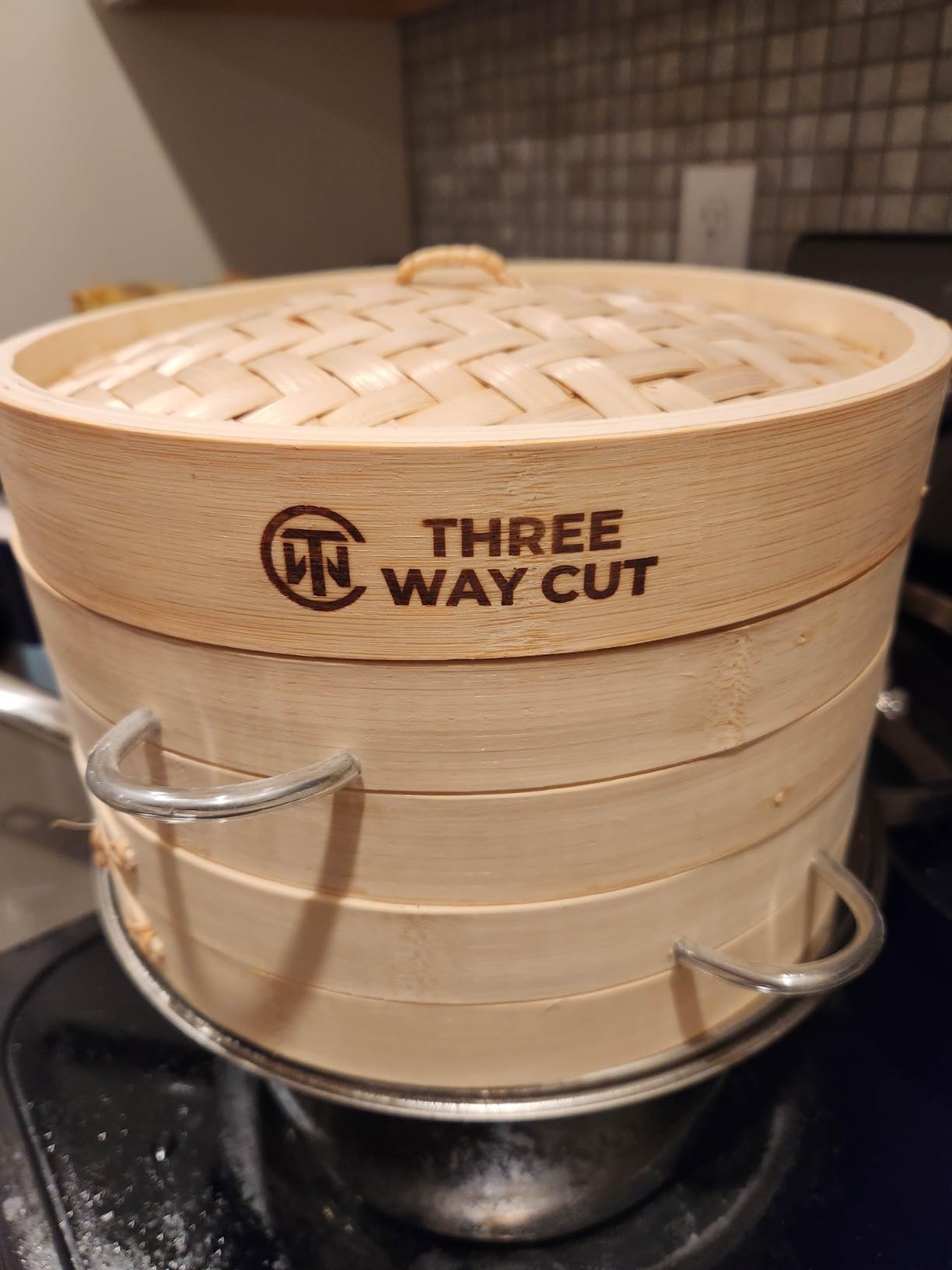 Bamboo Steamer 10 Inch 2 Tier Wooden Basket With Handle, Ring Adapter, Reusable Silicone Liner customer photo 1