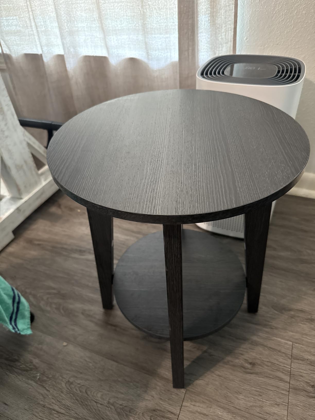 VASAGLE Round Side Table with Lower Shelf, End Table for Small Spaces | Nightstand with Tapered Legs, Curved Transitions, for Living Room, Bedroom, Honey Brown, MAEZO Collection ULET283T41 customer photo 2