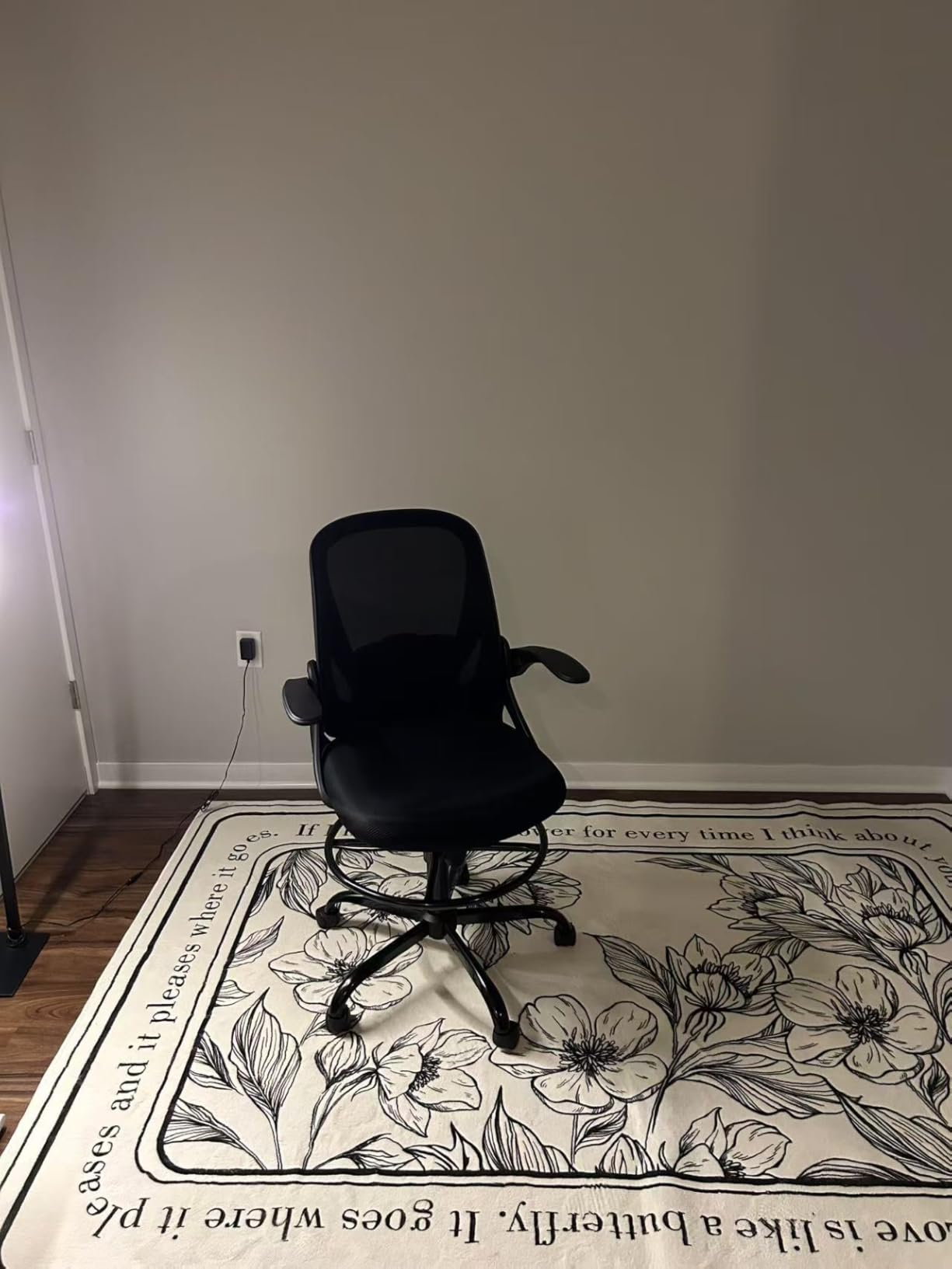 Drafting Chair Tall Office Chair with Flip-up Armrests Executive Ergonomic Computer Standing Desk Chair with Lumbar Support and Adjustable Footrest Ring (Black) customer photo 2