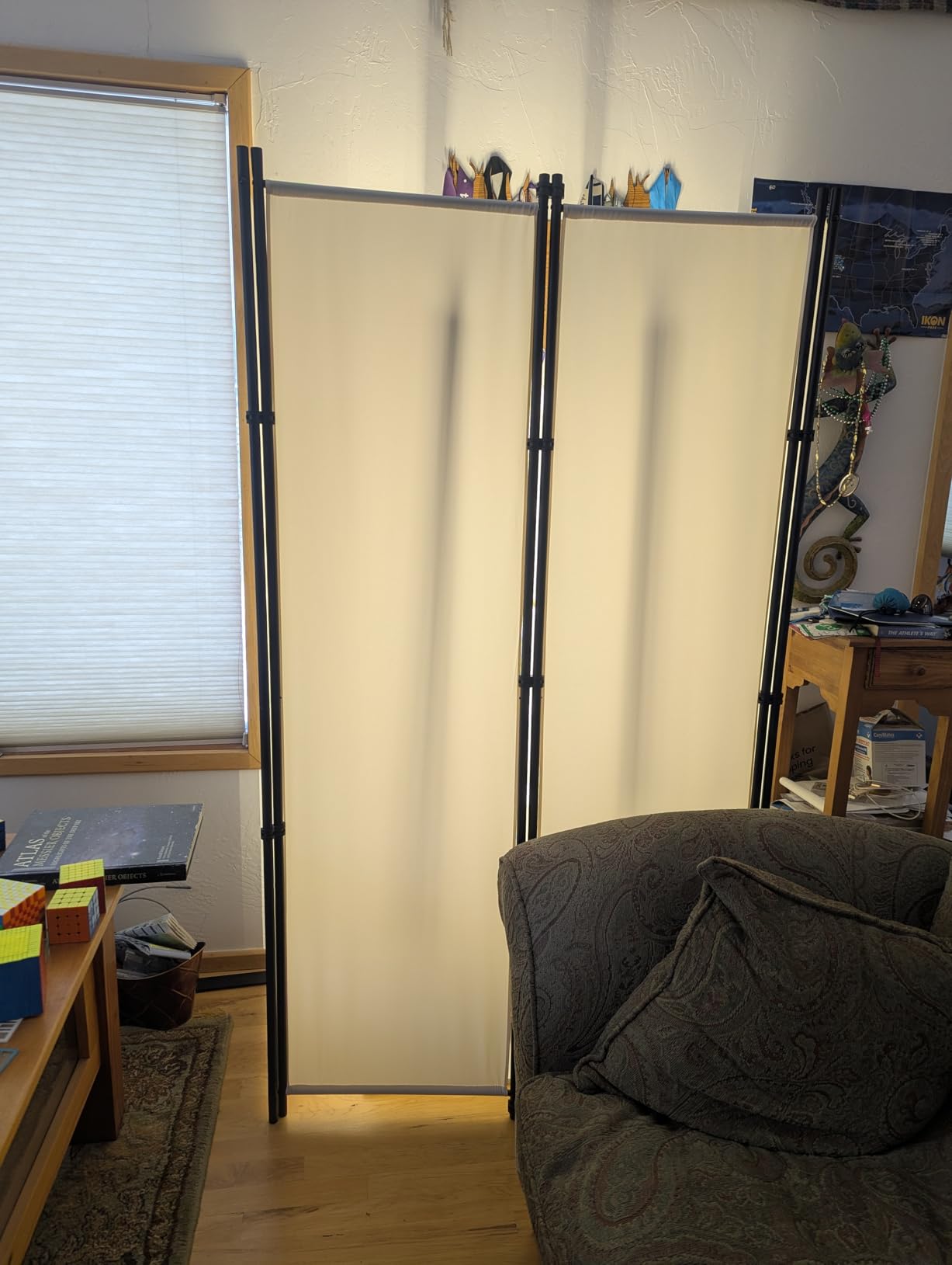 MAYOLIAH 6 Panel Folding Privacy Screen 9ft Wide 6ft Tall Room Divider | Great office division, indoor family wall partition room separator. Suitable for home office studio, garage, hospital etc customer photo 2