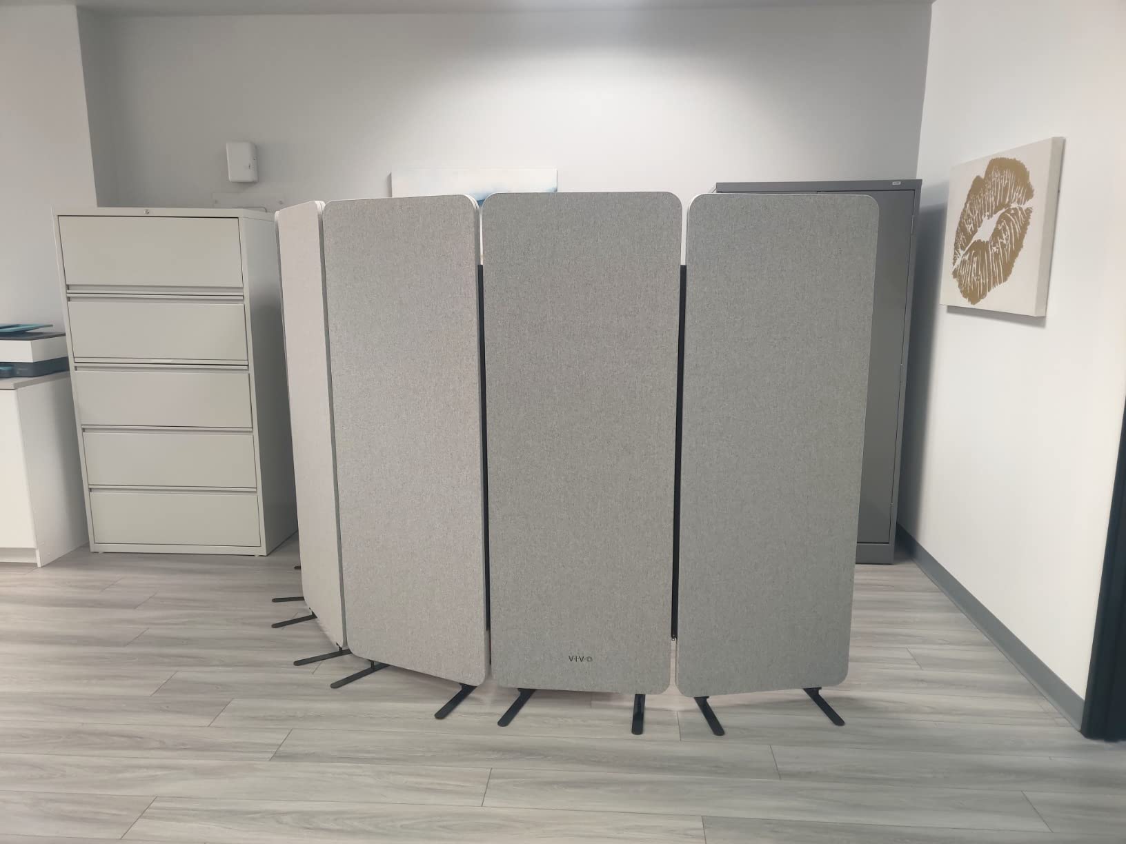 VIVO Freestanding 72 x 66 inch Privacy Panel, Cubicle Divider, Acoustic Wall Partition, x3 24 inch Panels, Dark Gray, PP-3-T072D customer photo 1