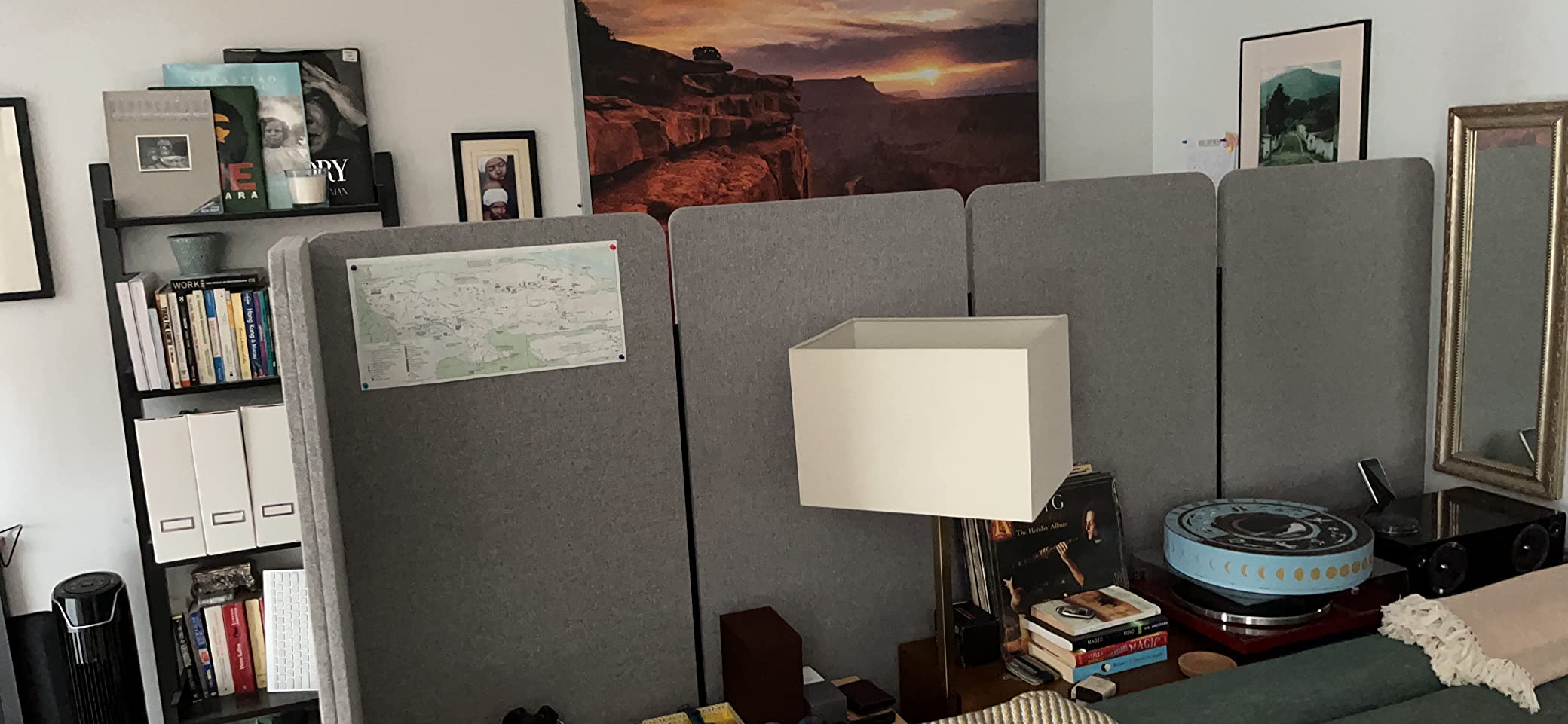 VIVO Freestanding 72 x 66 inch Privacy Panel, Cubicle Divider, Acoustic Wall Partition, x3 24 inch Panels, Dark Gray, PP-3-T072D customer photo 2