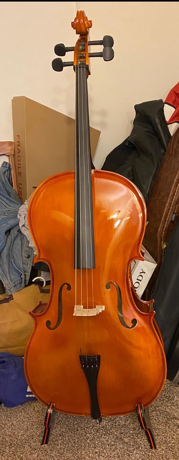 Ktaxon Full-Size Cello, Beginner Cello 4/4, Acoustic Cello Kit | Full Equipment with Portable Bag, Bow, Bridge and Rosin for Beginners | Adults & Kids String Musical (Black) customer photo 2