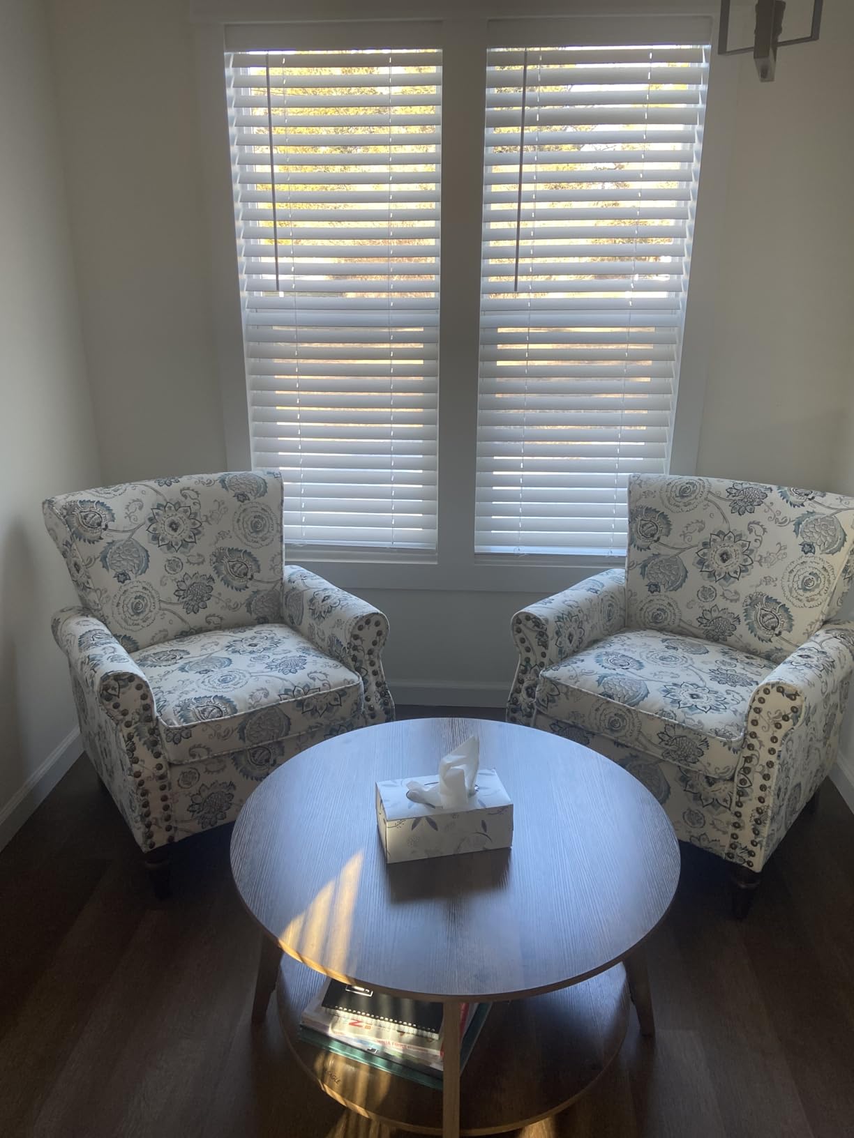 HULALA HOME Modern Wingback Accent Chair with Wood Legs & Removable Cushion, Comfy Upholstered Armchair with Nailhead Trim, Floral Pattern Single Sofa Chair for Living Room Bedroom, Mustard customer photo 2