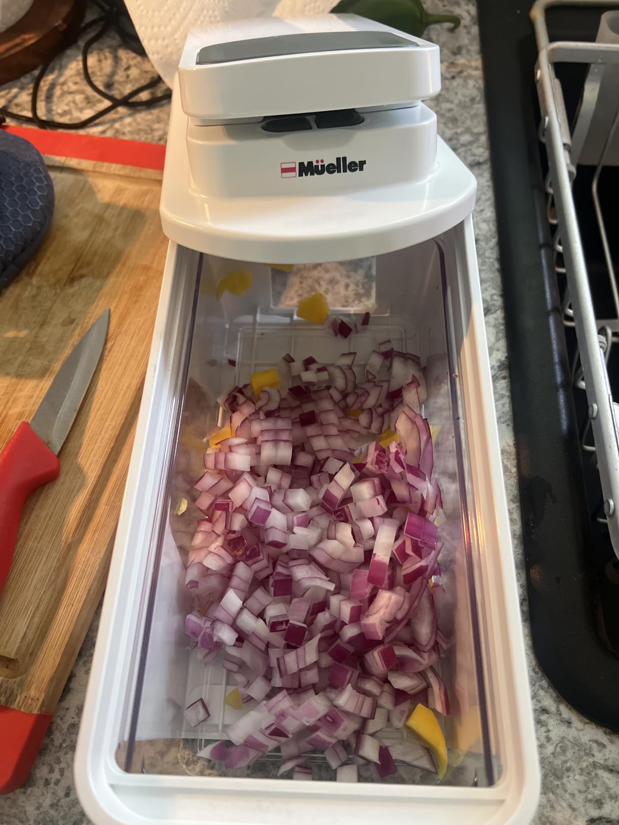 Mueller Pro-Series All-in-One, 12 Blade Mandoline Slicer for Kitchen | Spiralizer, Food Chopper, Vegetable Slicer, Cutter, Dicer, Grater, Kitchen Gadgets with Container customer photo 2