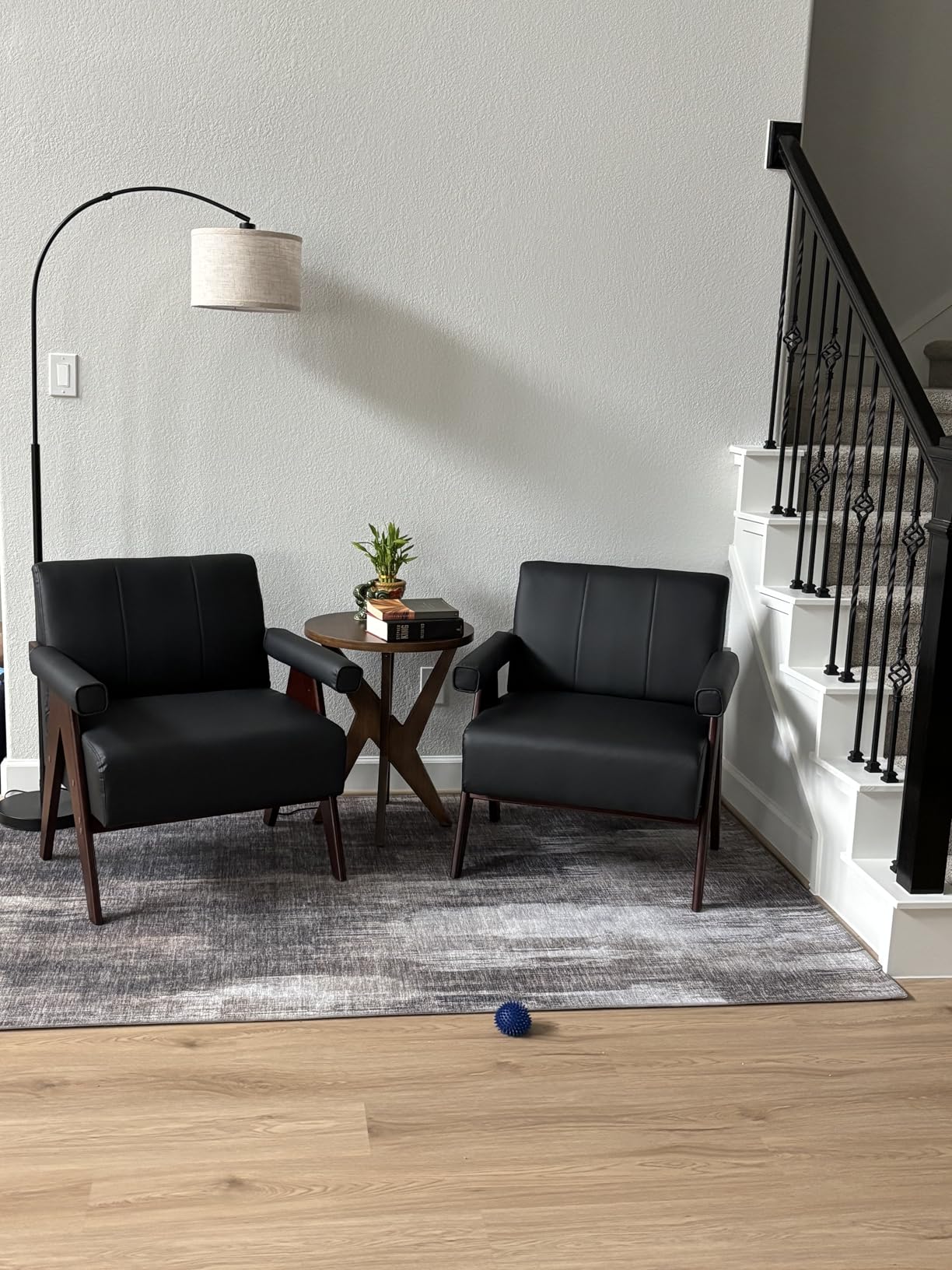 Arc Floor Lamps for Living Room, Modern Standing Lamp with Adjustable Hanging Drum Shade, Tall Pole Lamp with Foot Switch, Over Couch Arched Reading Light for Bedroom, Office (Black) customer photo 2