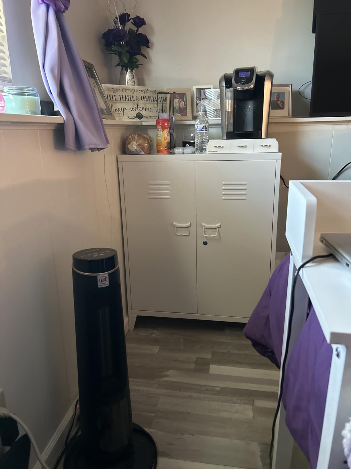 Metal Storage Cabinet Locked Steel Cabinet with 2 Adjustable Shelves, Office Cabinet Locking Tool Cabinets, Kitchen Storage Cabinets Metal Locker Small Counter Height Storage Cupboard 36