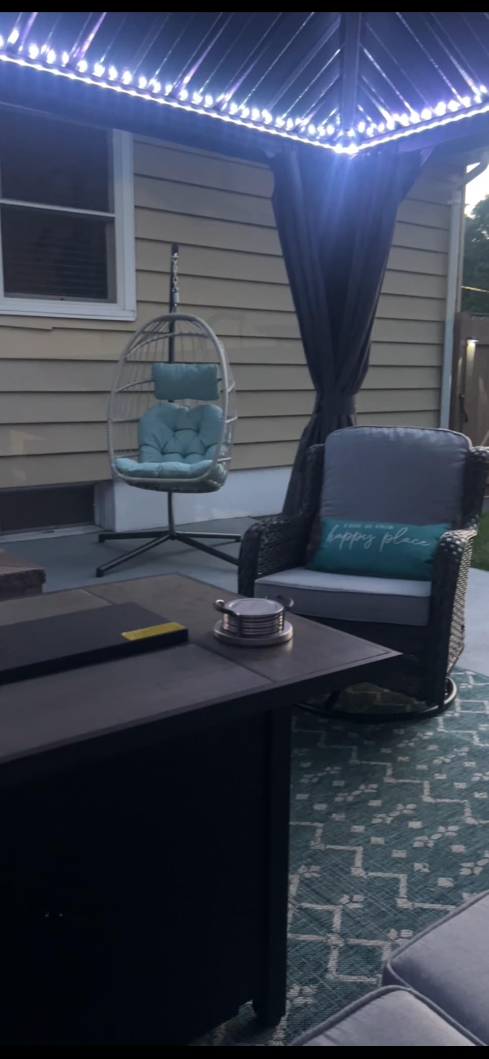 Yechen Indoor Outdoor Egg Hanging Chair with Stand, Patio Wicker Swing Egg Chair Indoor Swinging Chair Outdoor Hammock Egg Chair 350lbs Capacity for Patio Bedroom Balcony, Charcoal Grey (EG-001) customer photo 2