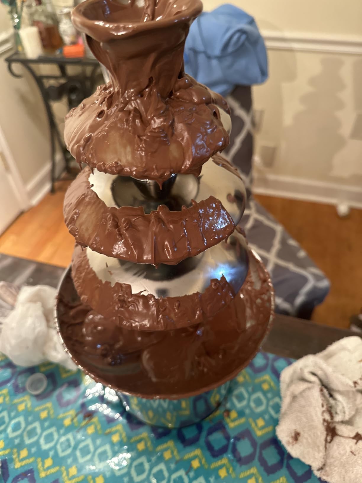 4 Tier Electric Chocolate Fountain Machine Stainless Steel | Fondue Fountain for Wedding Birthday Party, 64-Ounce, Chocolate Melts, Cheese, Queso, Ranch, Sauce customer photo 1