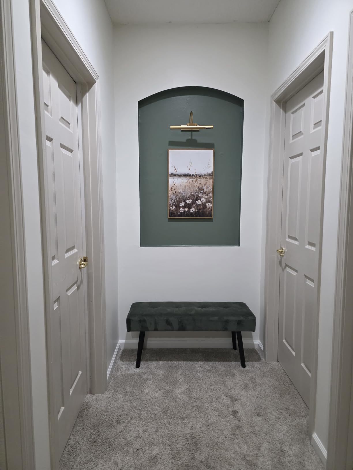 Comfy to go Entryway Bench - Green Bench for Bedroom, Modern Ottoman End of Bed, Corduroy Padded Benches for Living Room, Foyer, Mudroom, Hallway - 39