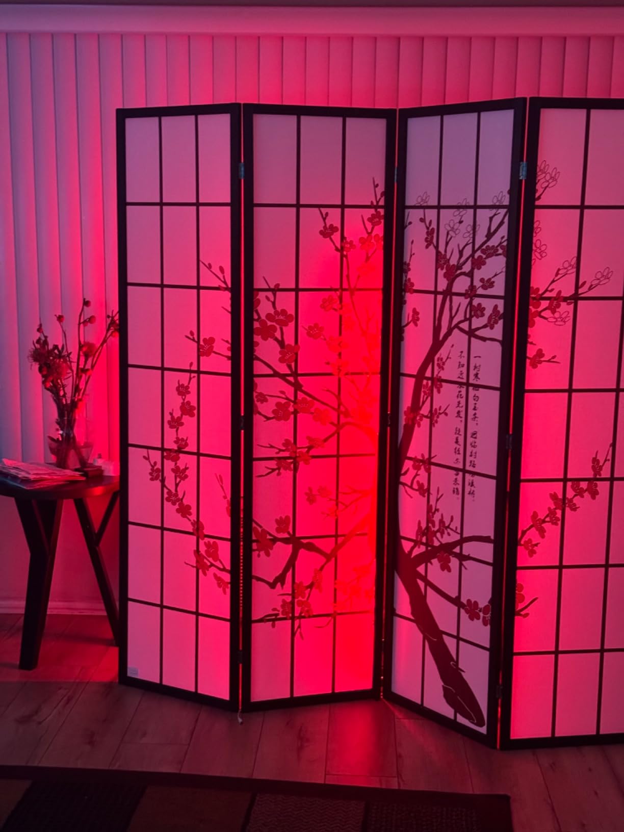 BLKMTY Japanese Room Divider Panel, 6ft Folding Privacy Divider, 4 Panels | Oriental Shoji Screen, Portable Chinese Wall Divider for Room Separation, Wood Partition Screens For Home Office, White customer photo 1
