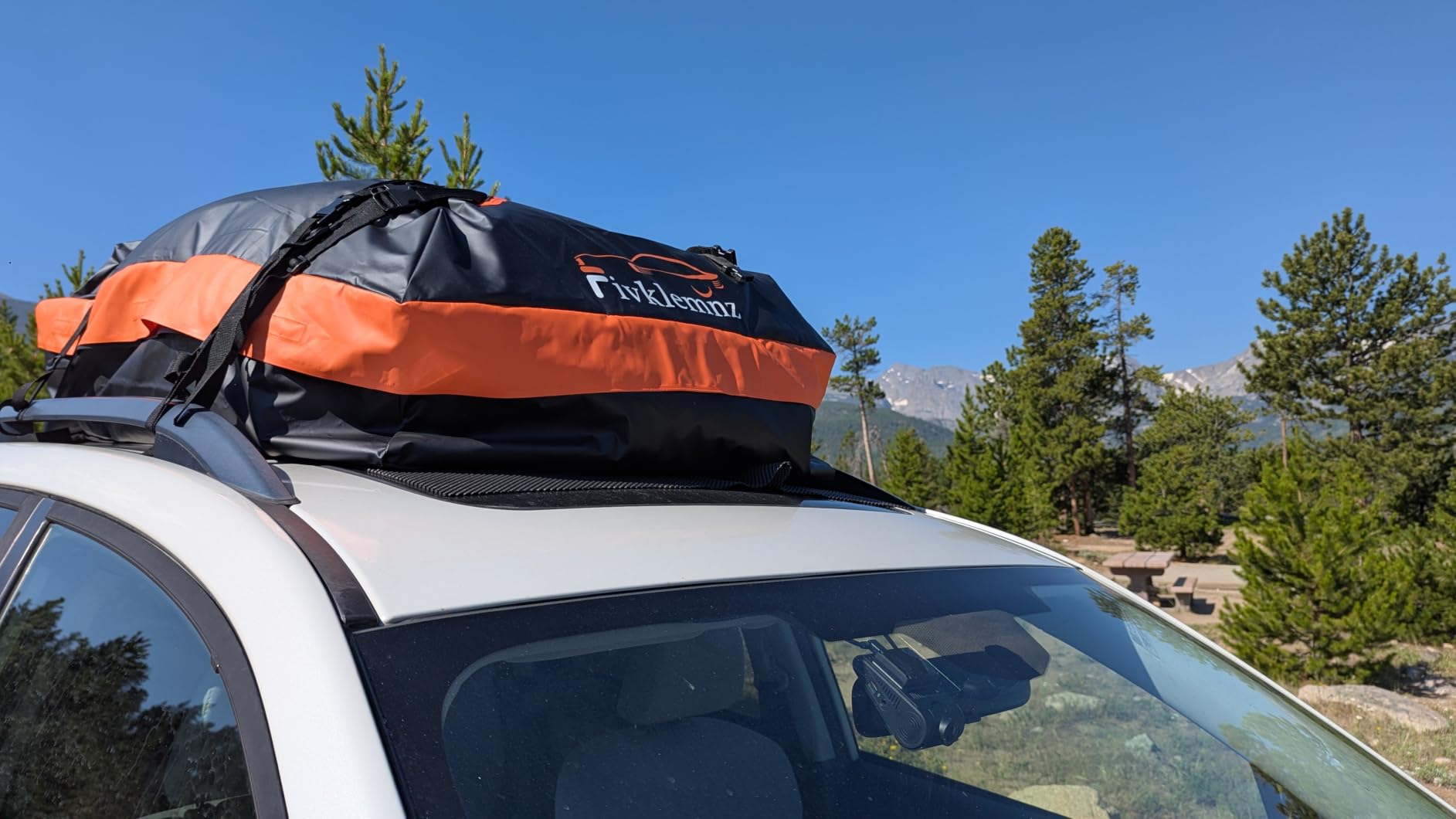 FIVKLEMNZ 21 Cubic Car Rooftop Cargo Carrier Roof Bag Waterproof for All Top of Vehicle with/Without Rack Includes Topper Anti-Slip Mat + Reinforced Straps + 6 Door Hooks + Luggage Lock customer photo 2