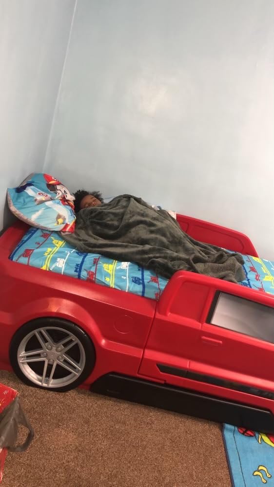 Step2 Roadster Toddler-to-Twin Bed, Crib to Twin Transition Race Car Bed, Adjustable, Ages 3+ Years Old, Easy Assembly, Red customer photo 1