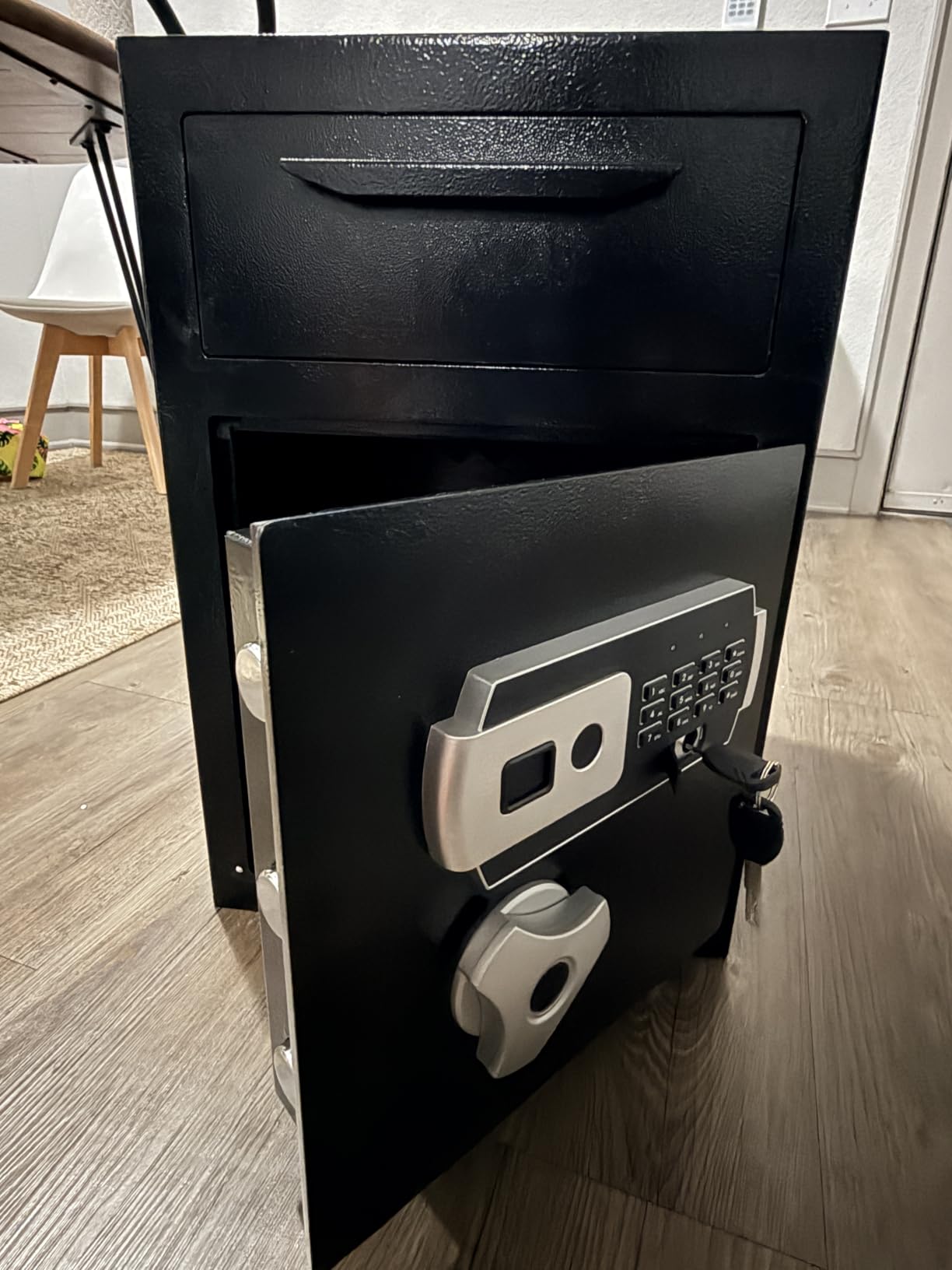 2.8 Cub Depository Drop Safe & Fireproof Bag, Front Drop Slot Lock Box with Digital Combination Anti-Fishing, Silent Deposit Safe Box customer photo 2