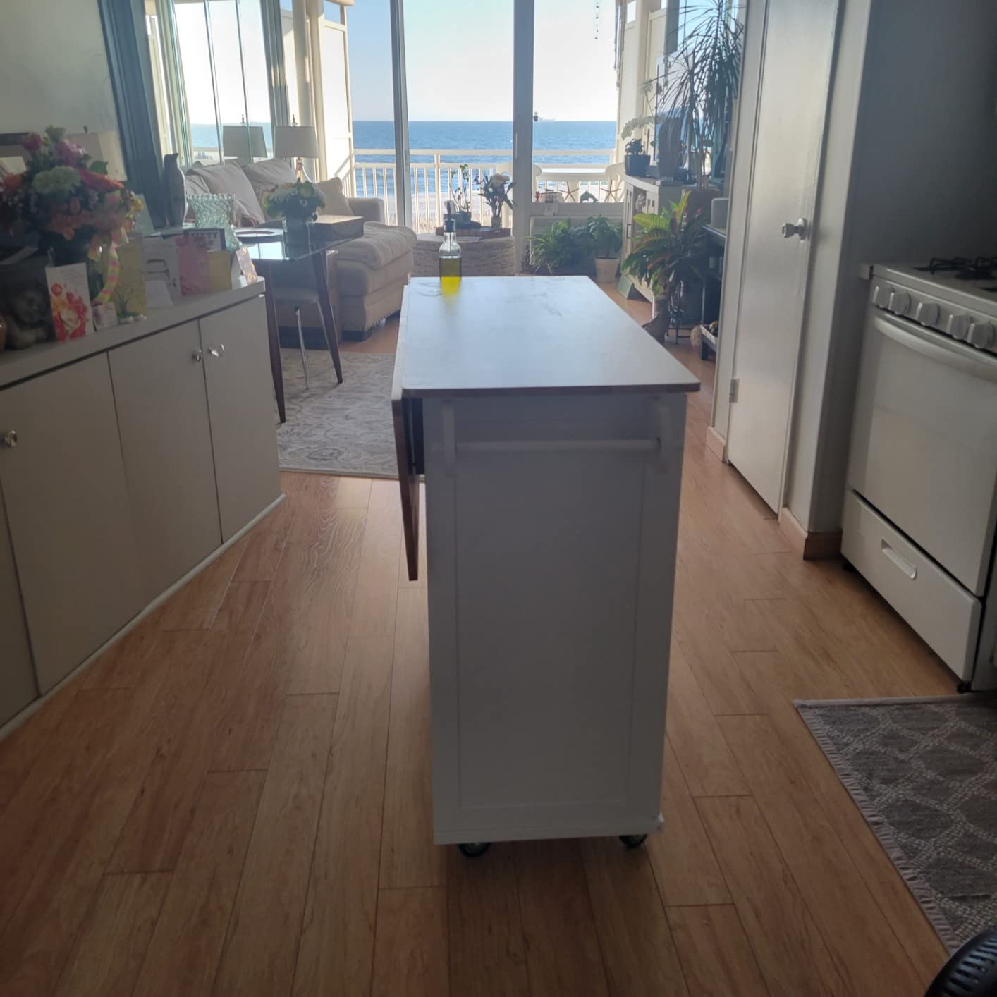 PHI VILLA Kitchen Island Cart on Wheels - Butcher Block Island Table for Food Prep, Rolling Kitchen Trolley with Storage customer photo 1