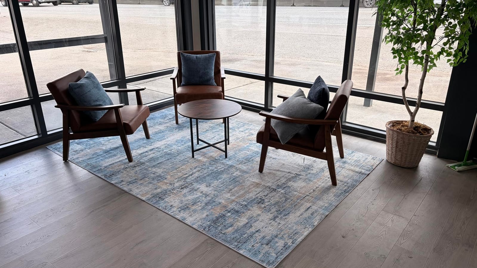 Yaheetech Accent Chairs Set of 2, Mid-Century Faux Leather Armchairs Brown, Cushioned Club Chairs with Supportive Sloped Backrests and Sturdy Wood Arms Fit Small Living Rooms, Offices, Reading Nook customer photo 2