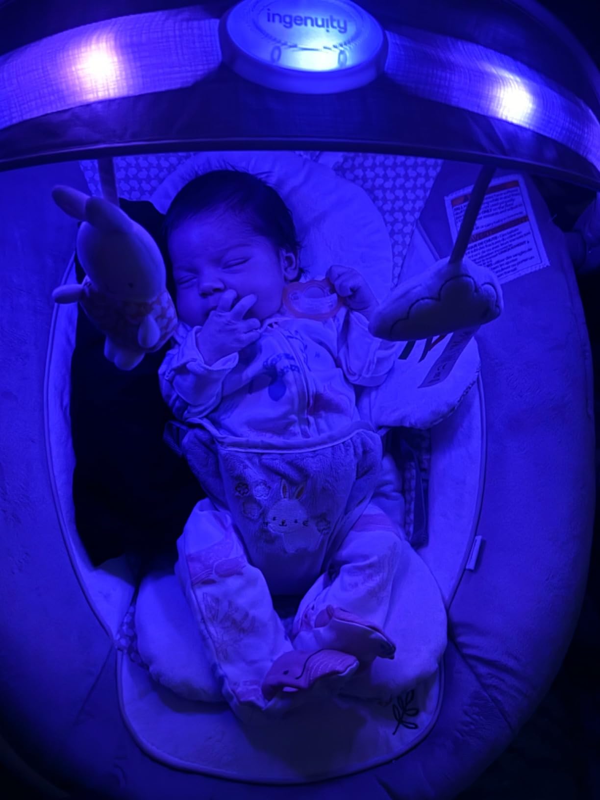 Ingenuity InLighten Baby Bouncer Seat with Light Up Toy Bar and Bear Tummy Time Pillow Mat - Nate, Newborn and up customer photo 1