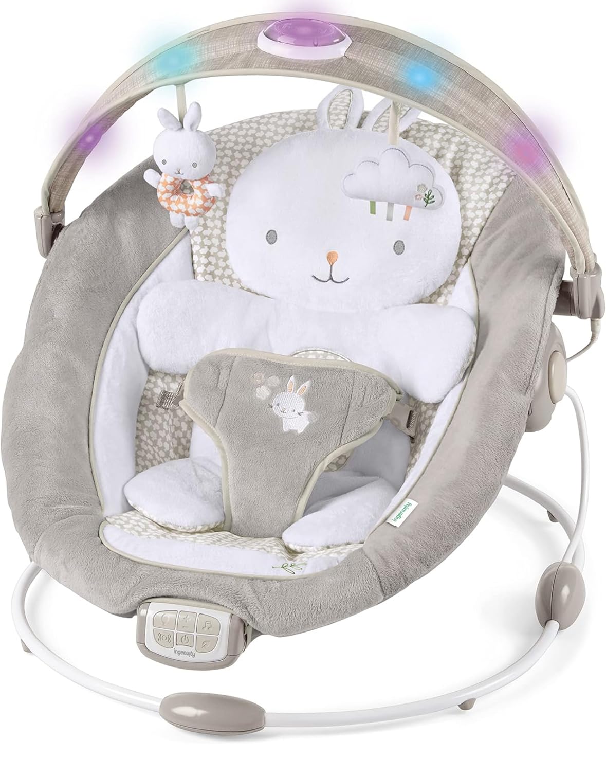 Ingenuity InLighten Baby Bouncer Seat with Light Up Toy Bar and Bear Tummy Time Pillow Mat - Nate, Newborn and up customer photo 2