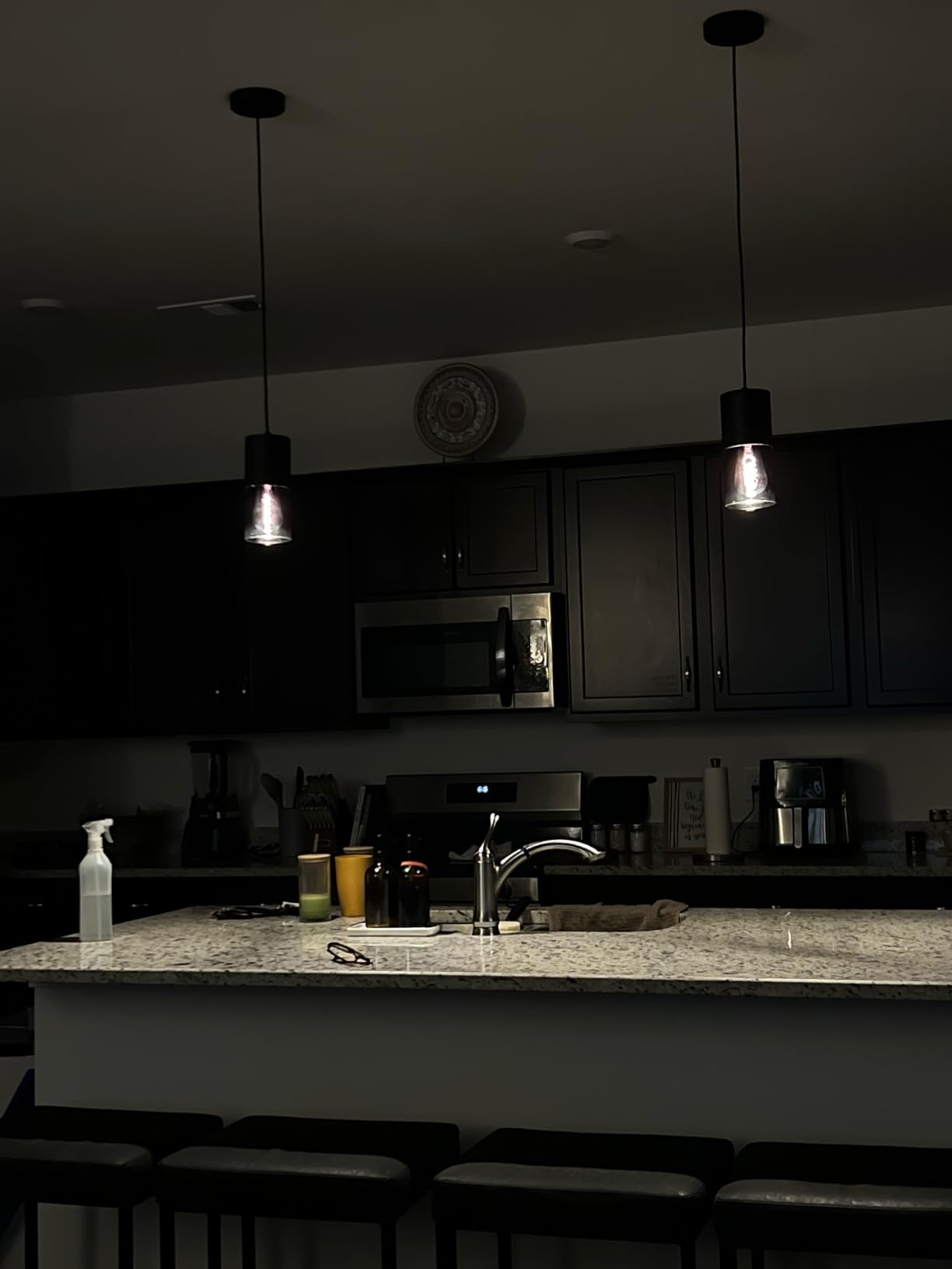 2-Pack Black Pendant Light Fixtures, Adjustable Modern Pendant Lights for Kitchen Island, Industrial Glass Pendant Lights for Dining Table Hallway Bedroom Living Room customer photo 1
