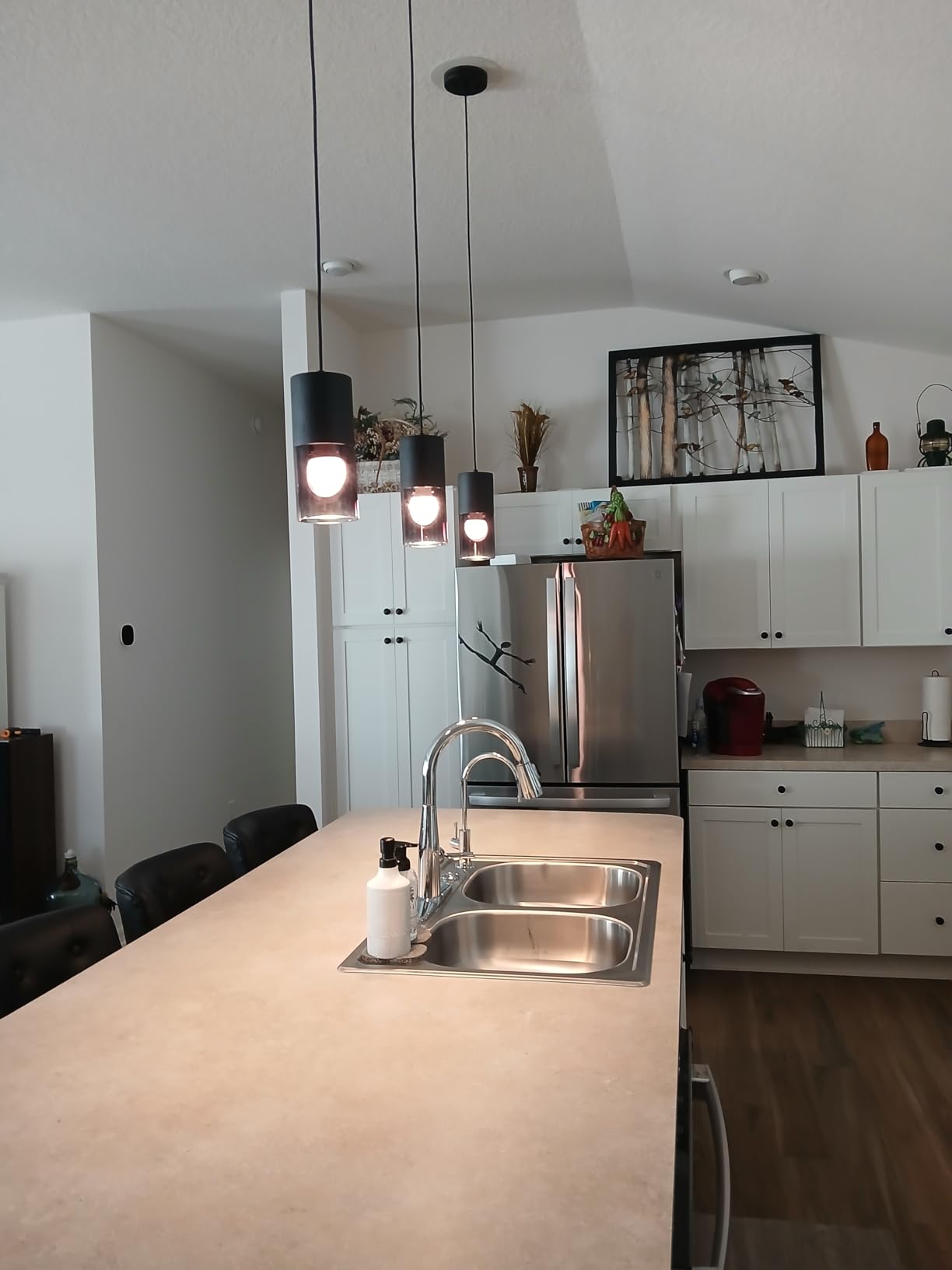 2-Pack Black Pendant Light Fixtures, Adjustable Modern Pendant Lights for Kitchen Island, Industrial Glass Pendant Lights for Dining Table Hallway Bedroom Living Room customer photo 2