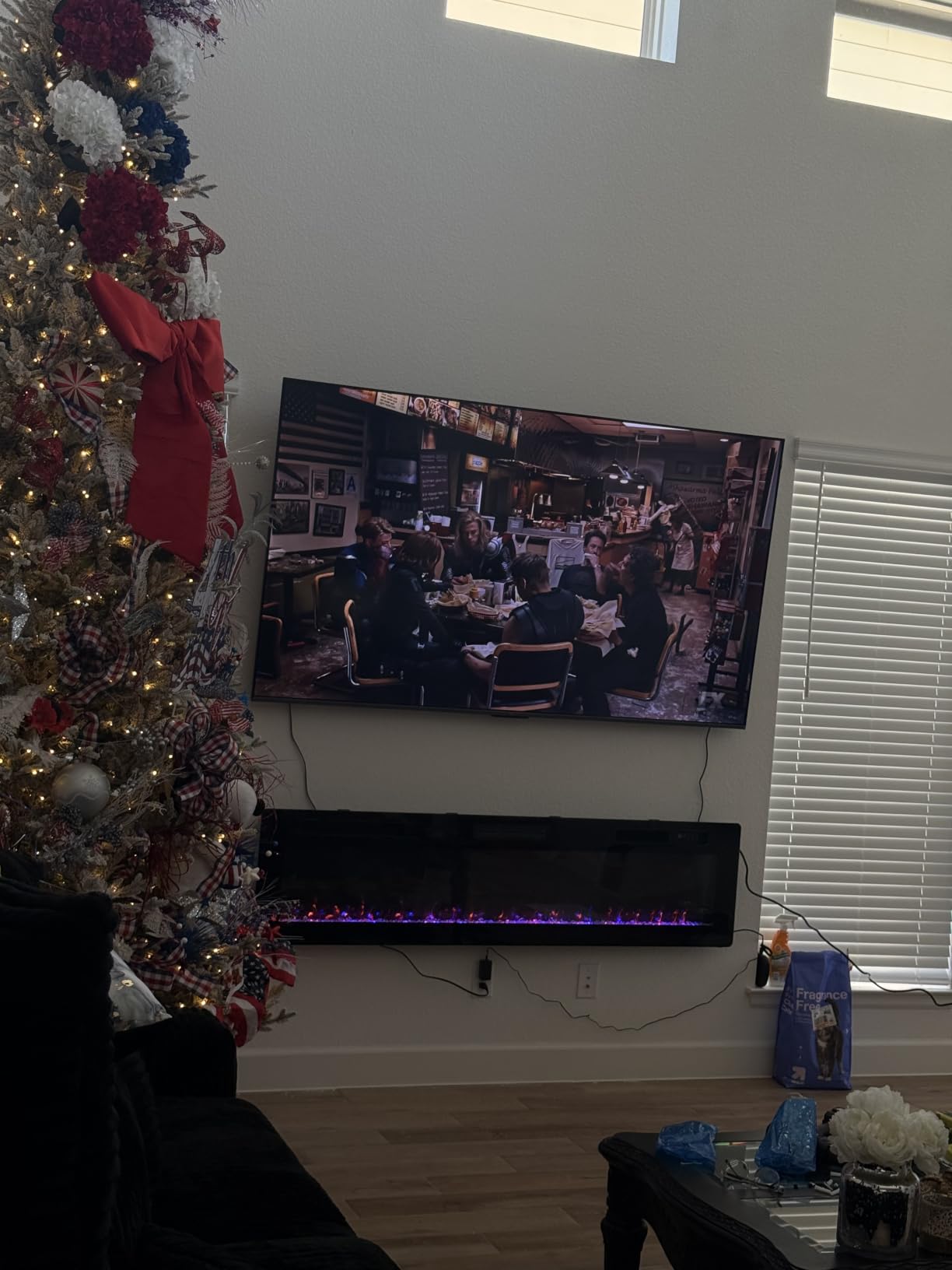 LEMBERI 72 inch Ultra-Thin Electric Fireplace, Recessed and Wall Mounted Slim Linear Fireplace for 2x4 & 2x6 Studs, 750W/1500W Ultra-Quiet Indoor Heater with Remote, Flame Colors & Timer, Black customer photo 2