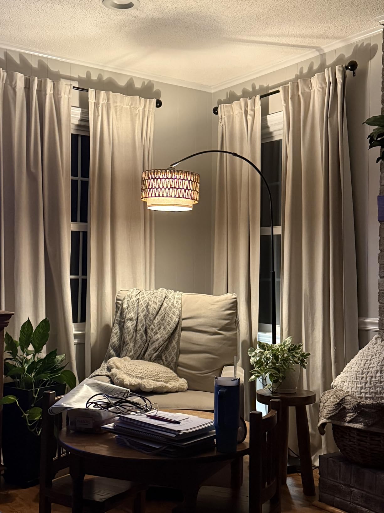 Gold Floor Lamp, Arc Floor Lamp for Living Room with Adjustable Drum Lampshade, Modern Tall Standing Lamp with On/Off Foot Switch, Over Couch Arched Reading Light for Reading, Bedroom, Office customer photo 1
