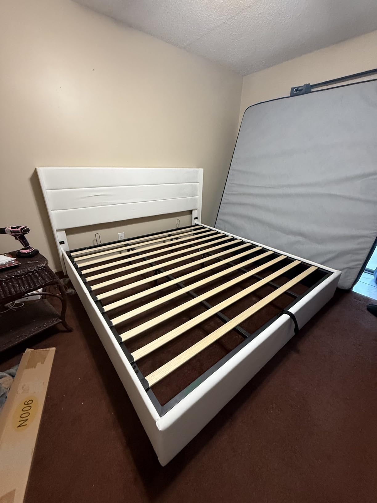 SHA CERLIN Queen Size Lift Up Storage Bed/Modern Wingback Headboard/Upholstered Platform Bed Frame/Hydraulic Storage/No Box Spring Needed/Wood Slats Support/Light Beige customer photo 2