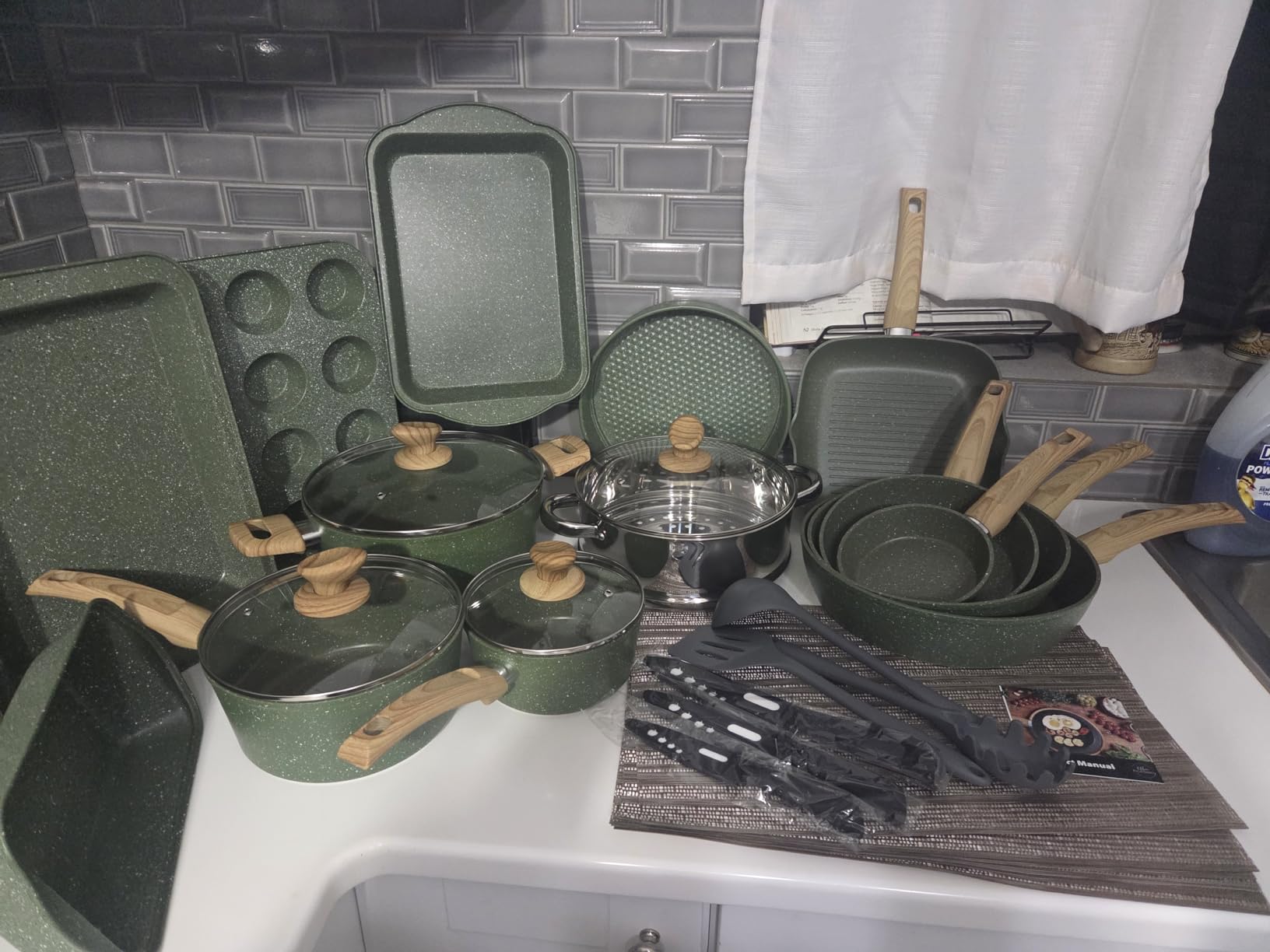 Kitchen Academy Induction Cookware & Bakeware Set, 30pcs Pots and Pans Set | Nonstick Kitchen Cookware Sets, Granite Cooking Pan and Pot Set, All-Stovetop Compatible, PFOS/PFOA-free, Black customer photo 1