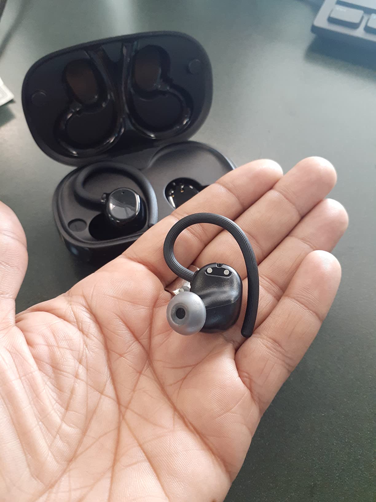 Wireless Earbuds for Small Ear, HiFi Stereo Sport Bluetooth 5.3 Headphones with Earhooks, 48H Deep Bass Running Ear Buds with LED Display, Noise Cancelling, IP7 Waterproof Built-in Mic for iOS Android customer photo 2