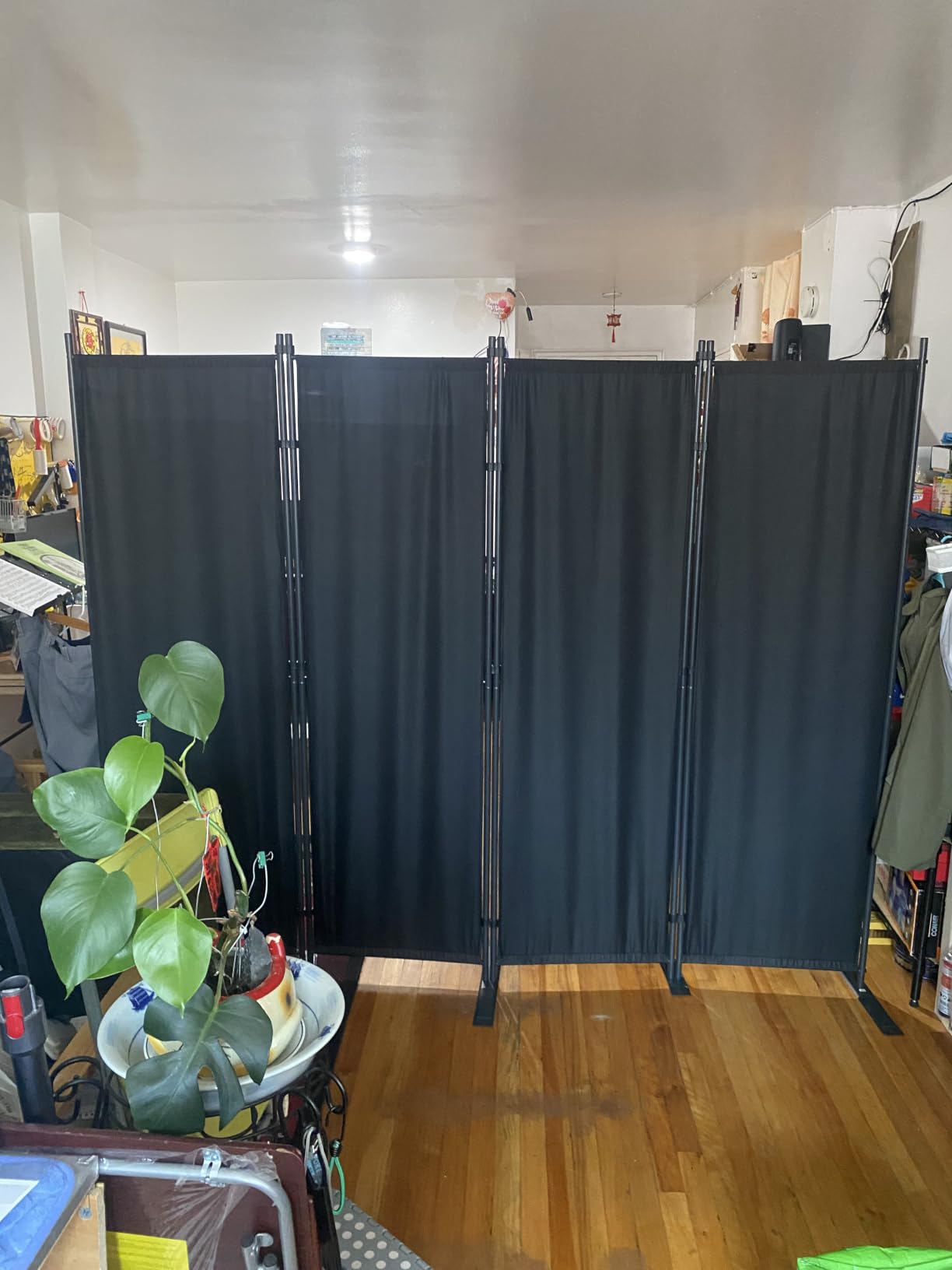 Room Divider 4 Panel-88''Wide, 6FT Room Dividers and Folding Privacy Screens | Wider Metal Base & Non-wobbly, Fabric Divider Panel for Room Partition,Portable Wall Divider Screen for Bedroom,Office,Studio customer photo 1
