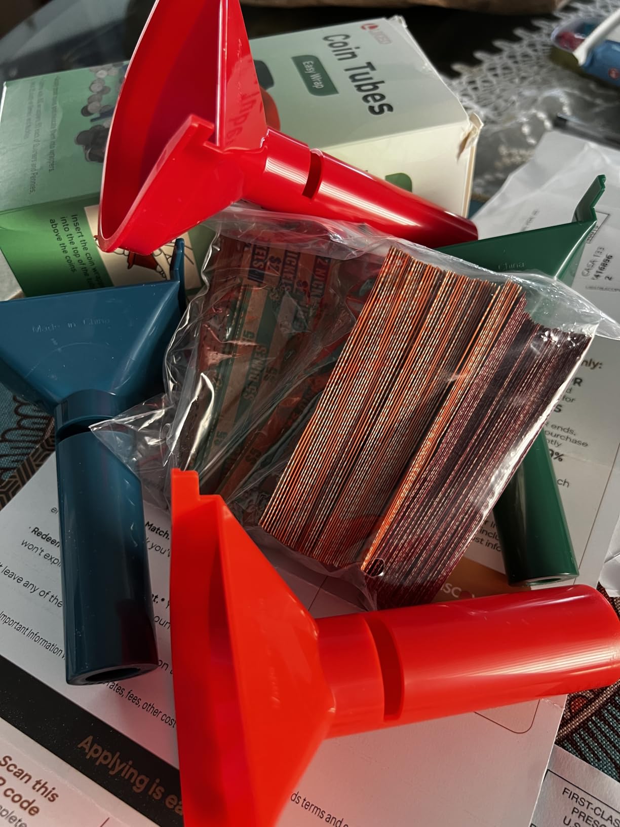 L LIKED 150 Assorted Flat Striped Coin Wrappers & 4 Coin Sorters Tubes, Color-Coded Coin Counters, Easy to Load customer photo 1